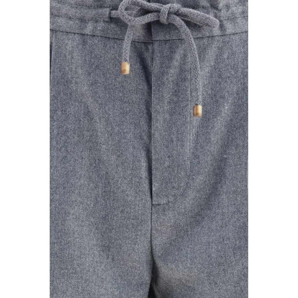 Brunello Cucinelli Gray Wool Oves Aries Casual Men's Pants