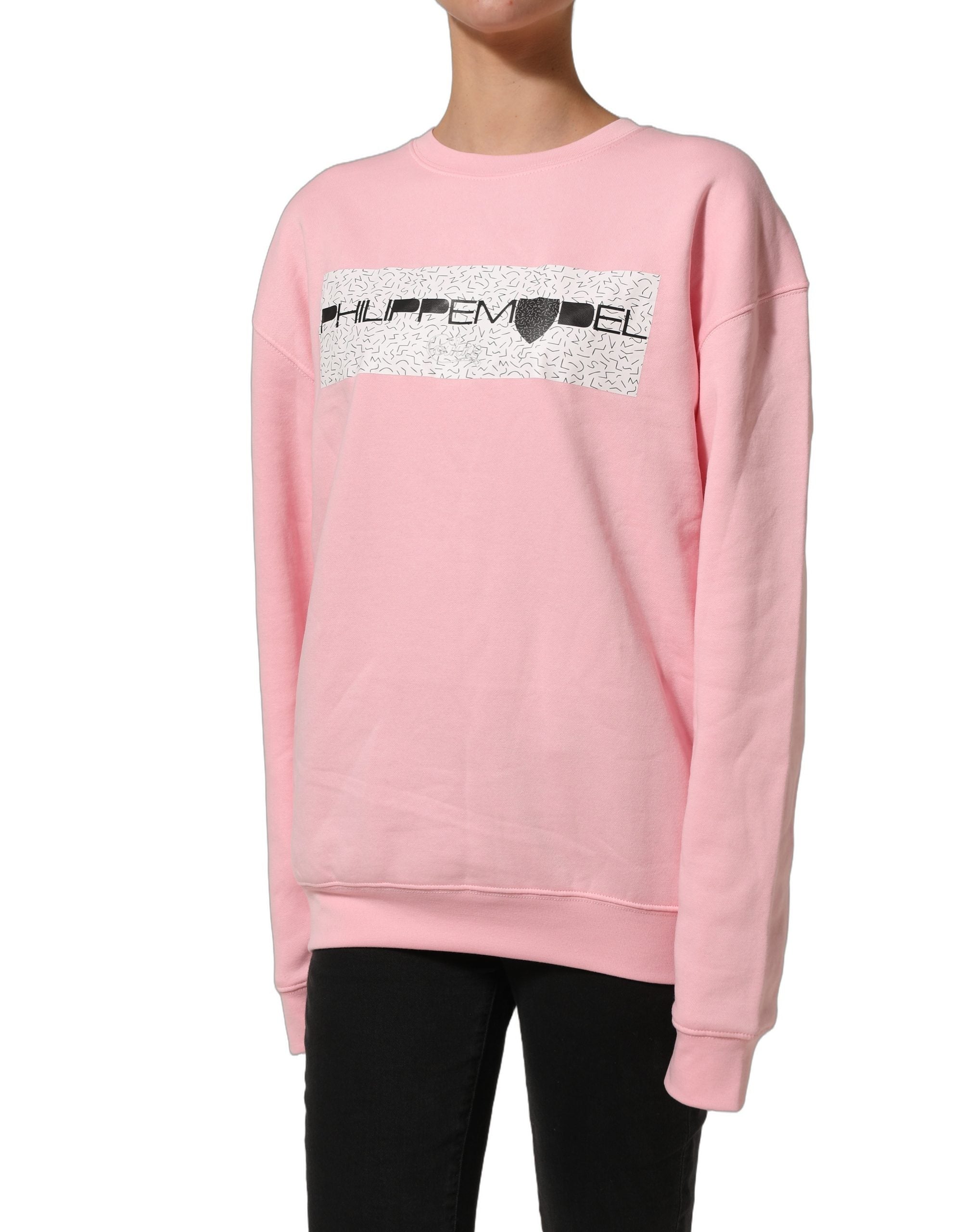 Philippe Model Pink Cotton Logo Long Sleeves Pullover Women's Sweater