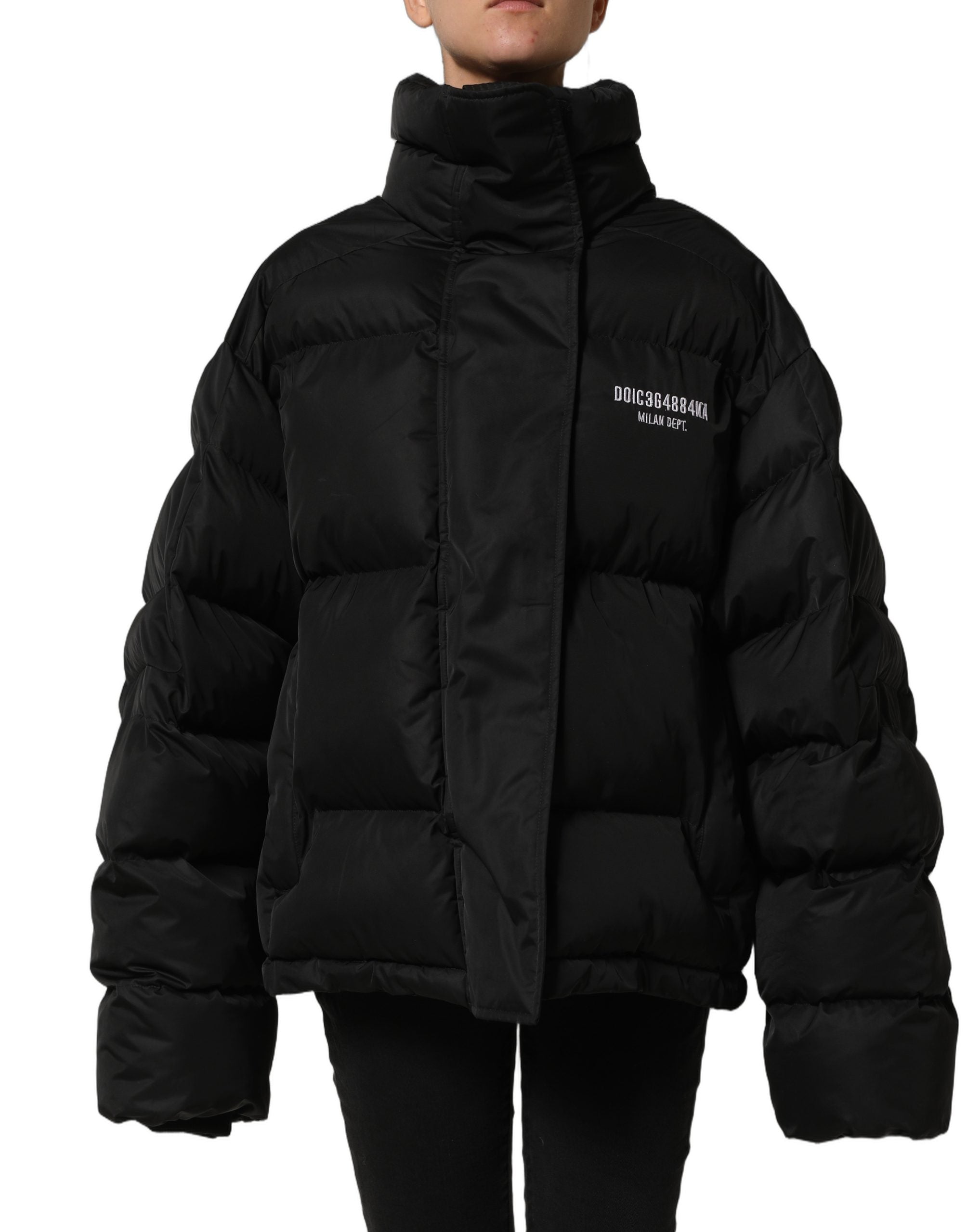 Dolce & Gabbana Black DGVIB3 Embroidered Padded Puffer Women's Jacket