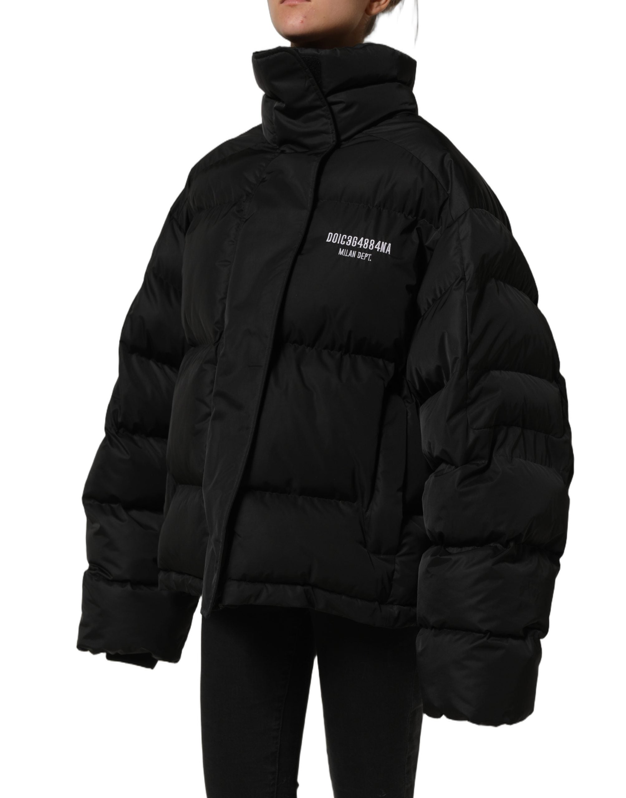 Dolce & Gabbana Black DGVIB3 Embroidered Padded Puffer Women's Jacket
