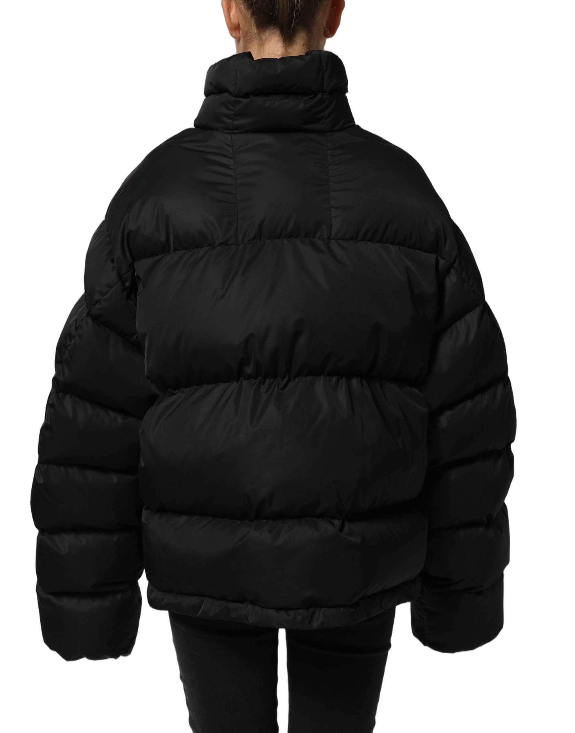 Dolce & Gabbana Black DGVIB3 Embroidered Padded Puffer Women's Jacket