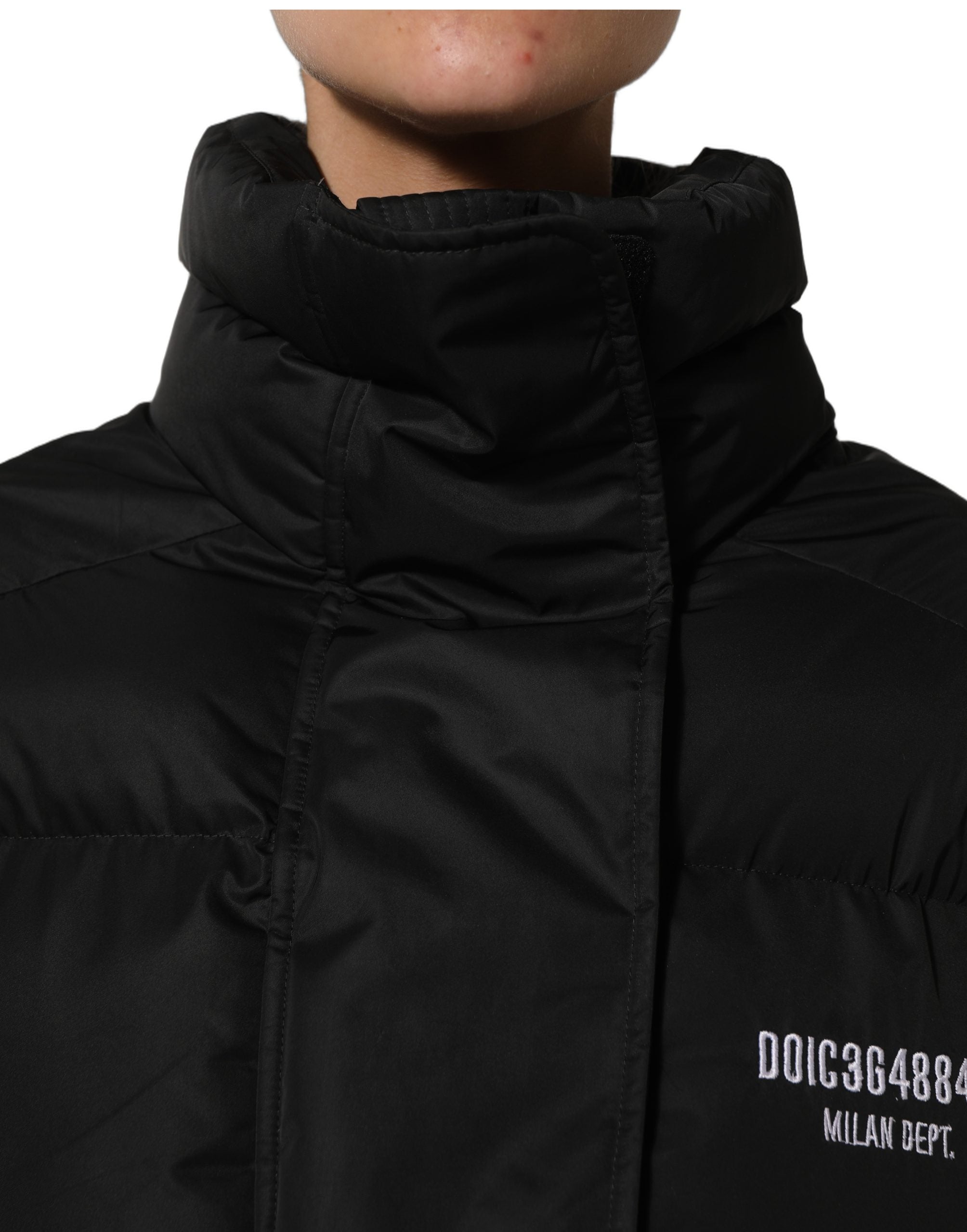 Dolce & Gabbana Black DGVIB3 Embroidered Padded Puffer Women's Jacket