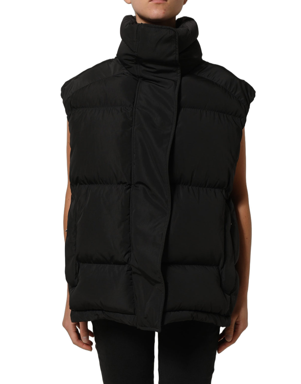 Dolce & Gabbana Black Polyester Sleeveless Padded Men Puffer Women's Jacket