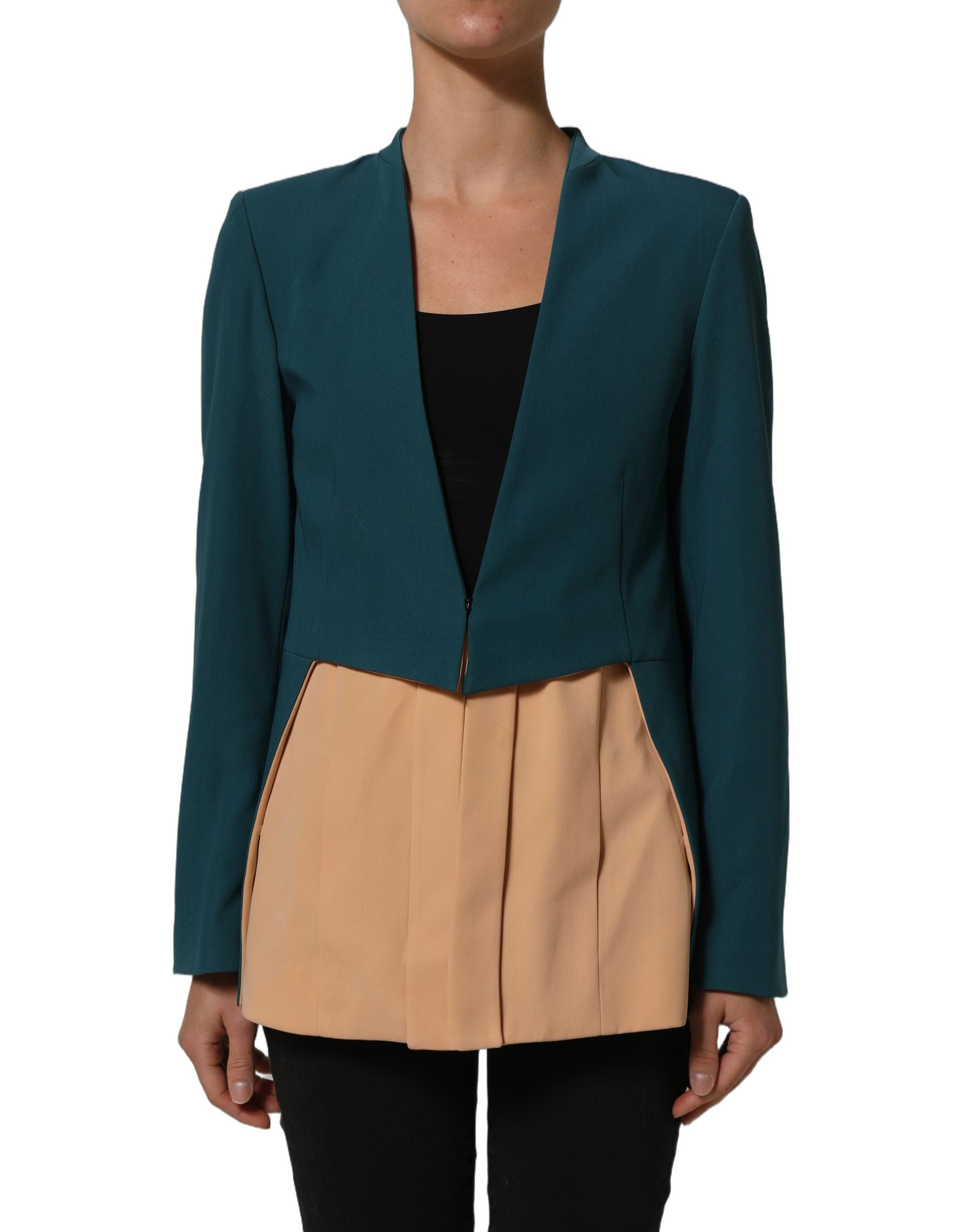 CO|TE Dark Green Beige Polyester Overcoat Women Blazer Women's Jacket (Pre-Owned)
