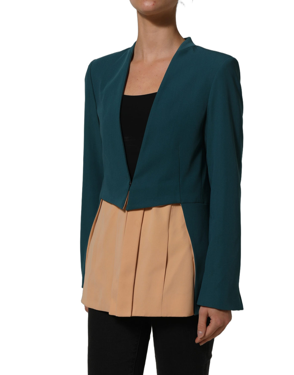 CO|TE Dark Green Beige Polyester Overcoat Women Blazer Women's Jacket (Pre-Owned)