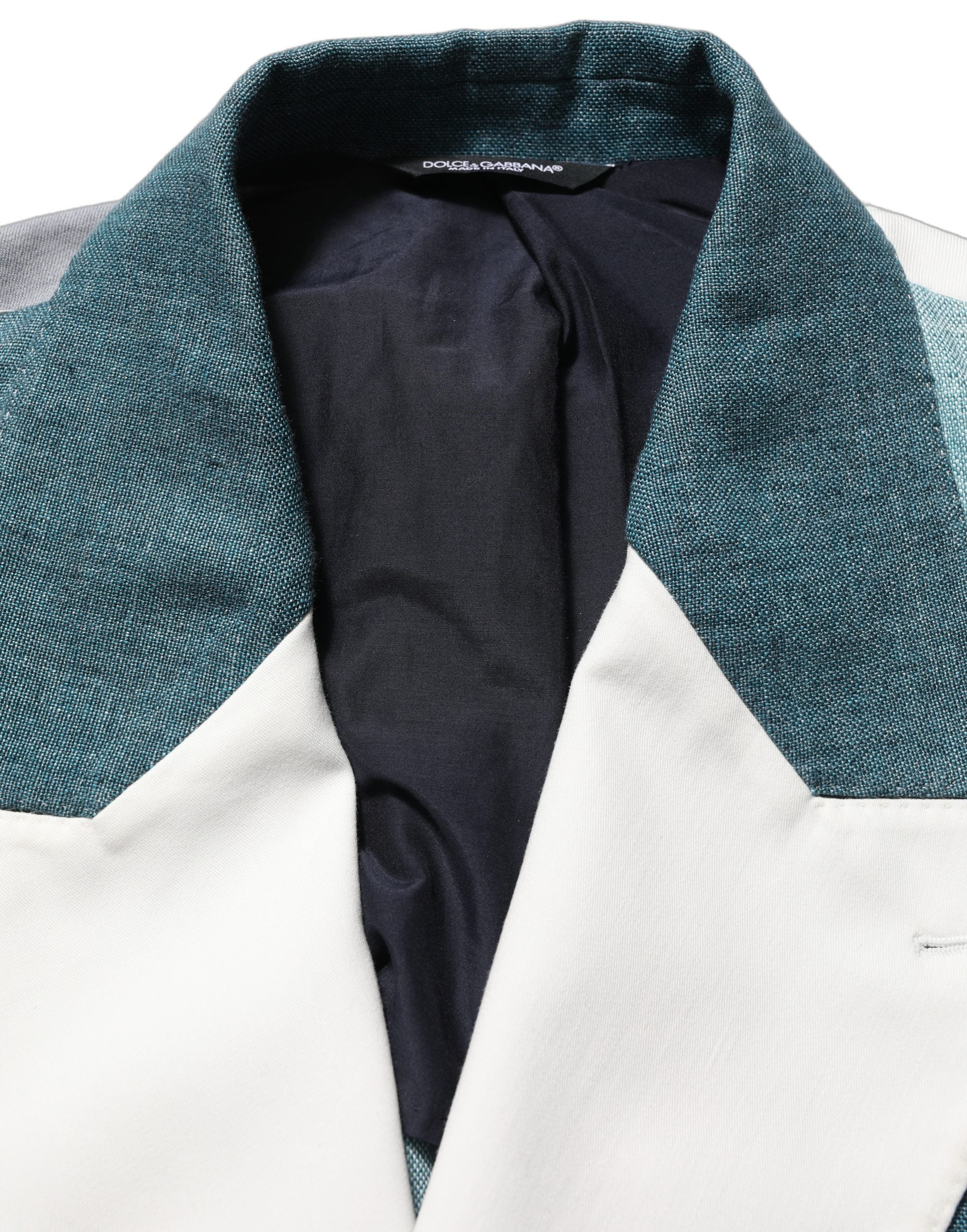 Dolce & Gabbana Multicolor Patchwork Linen Double Breasted Men's Jacket