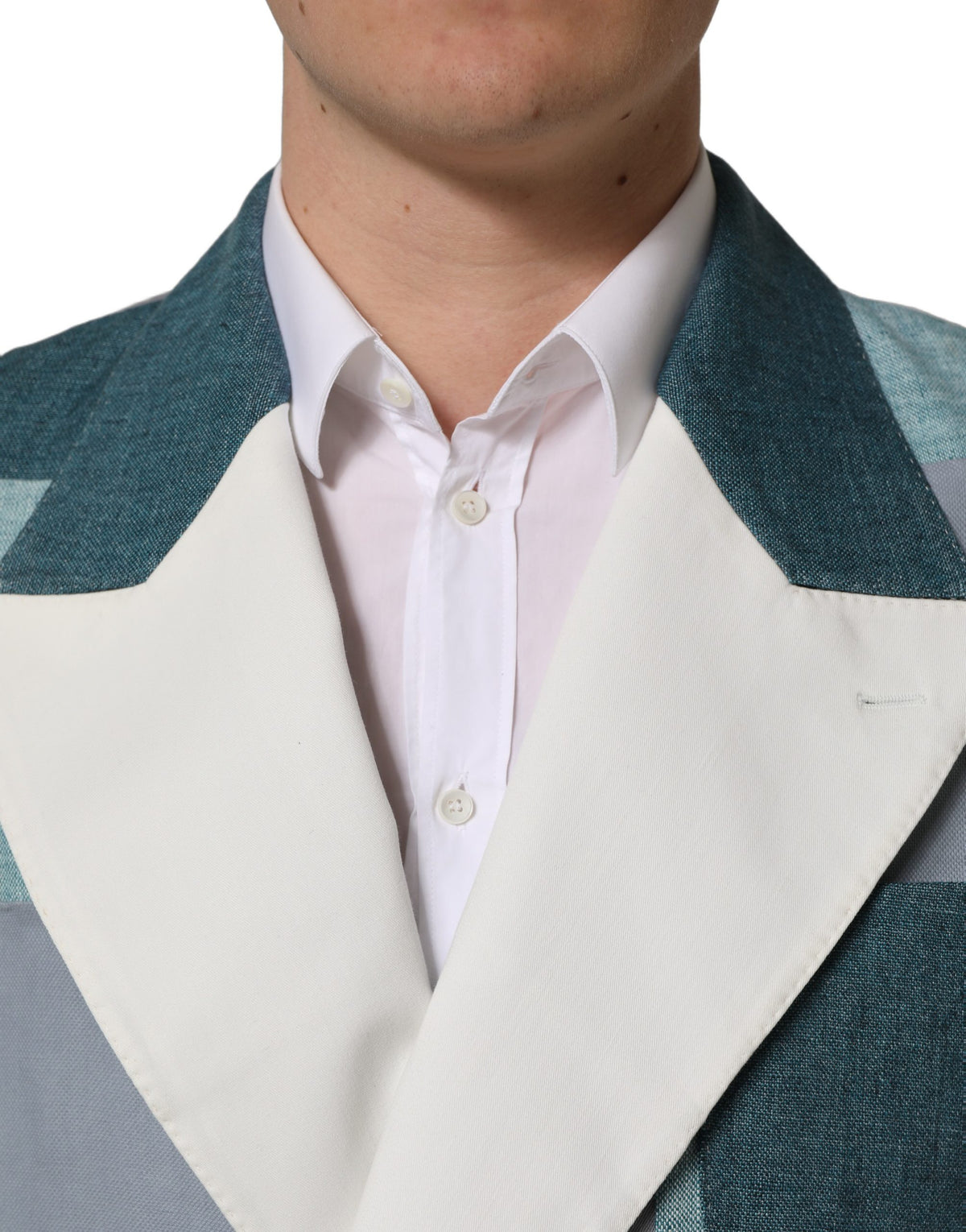 Dolce & Gabbana Multicolor Patchwork Linen Double Breasted Men's Jacket