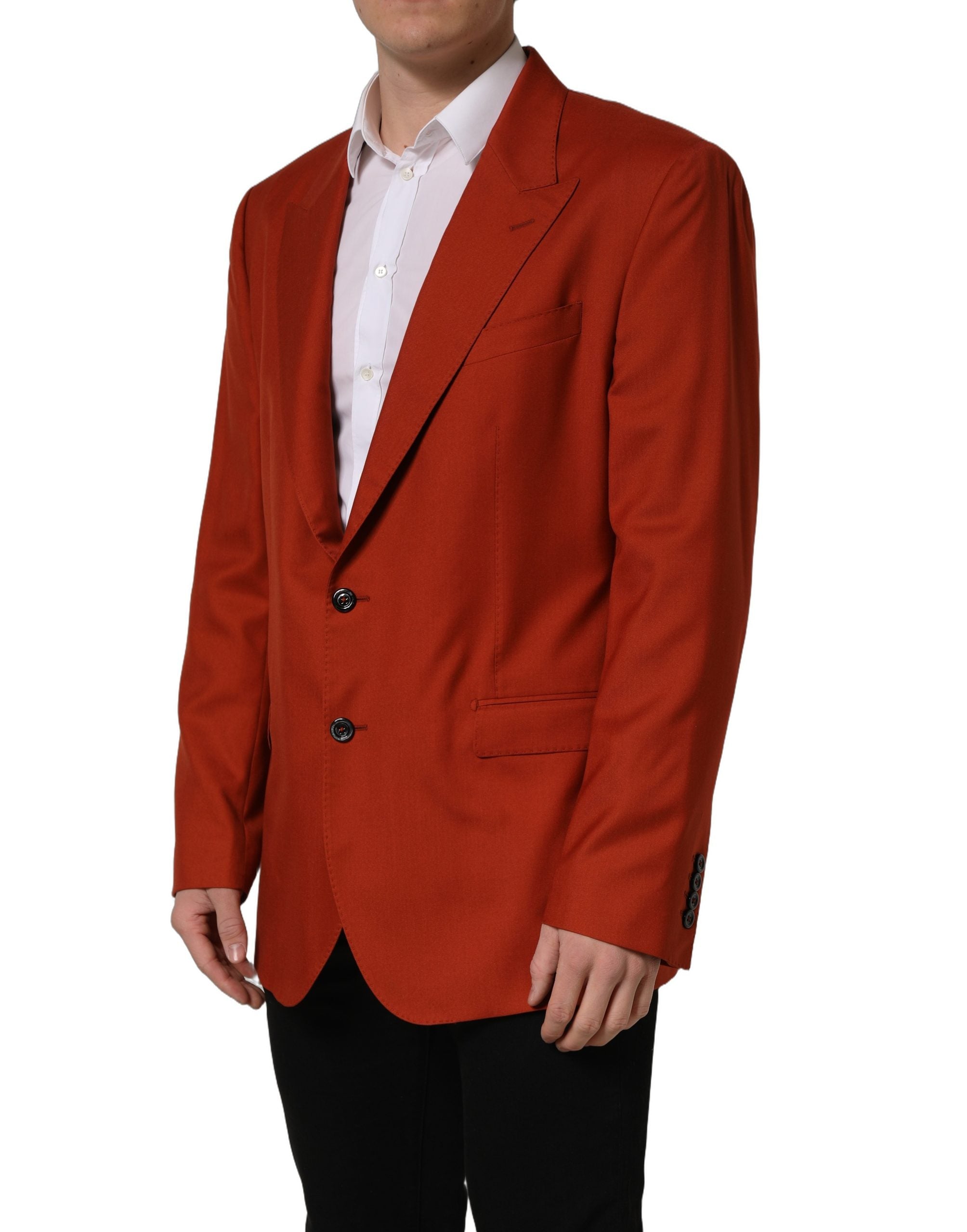 Dolce & Gabbana Red Cashmere Single Breasted Blazer Men's Jacket