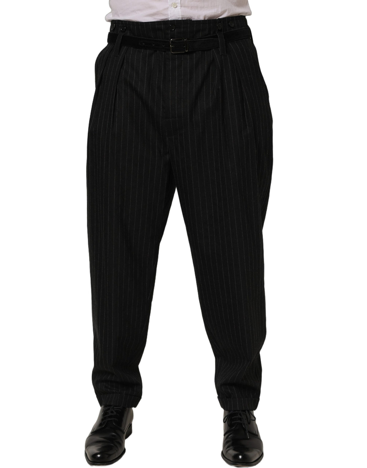 Dolce & Gabbana Black Pinstripe Wool Men Dress Trouser Men's Pants