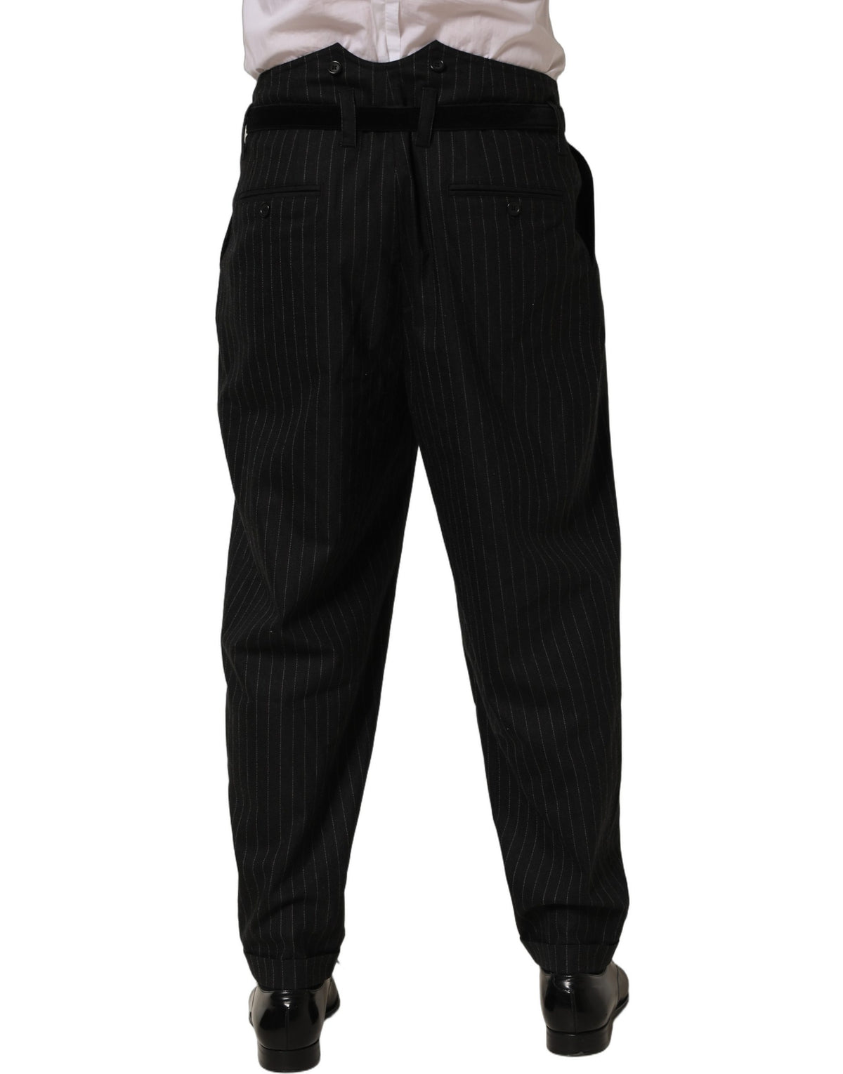 Dolce & Gabbana Black Pinstripe Wool Men Dress Trouser Men's Pants