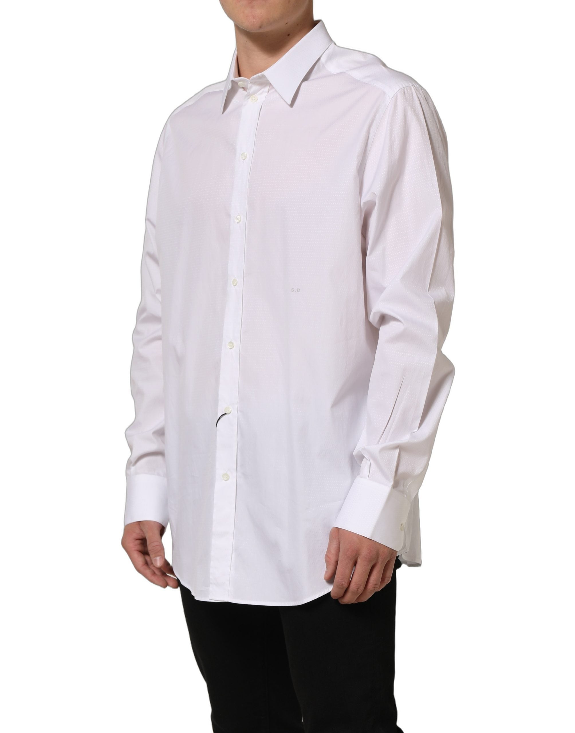 Dolce & Gabbana White Cotton Long Sleeves Men Dress Men's Shirt