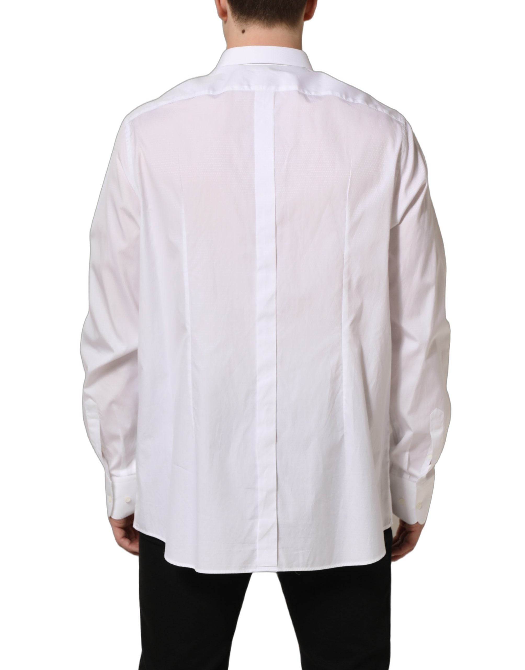 Dolce & Gabbana White Cotton Long Sleeves Men Dress Men's Shirt