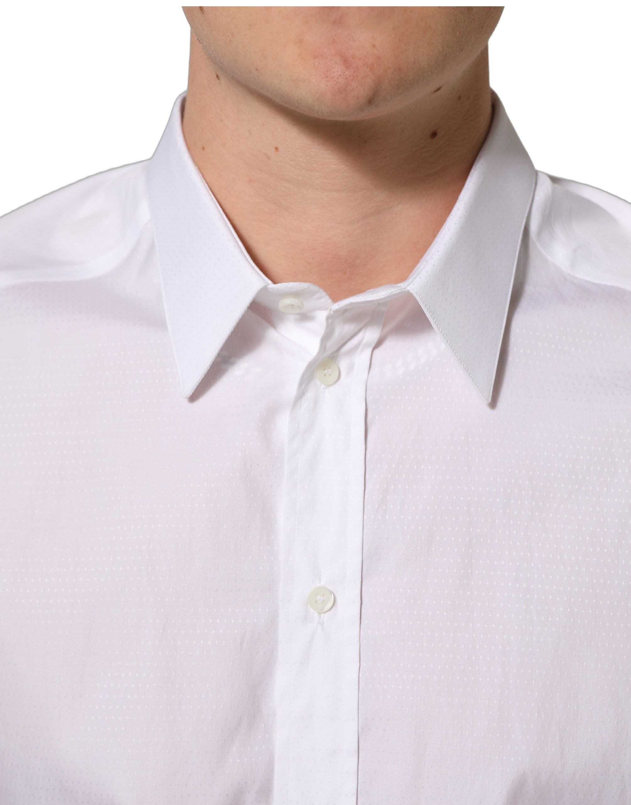 Dolce & Gabbana White Cotton Long Sleeves Men Dress Men's Shirt