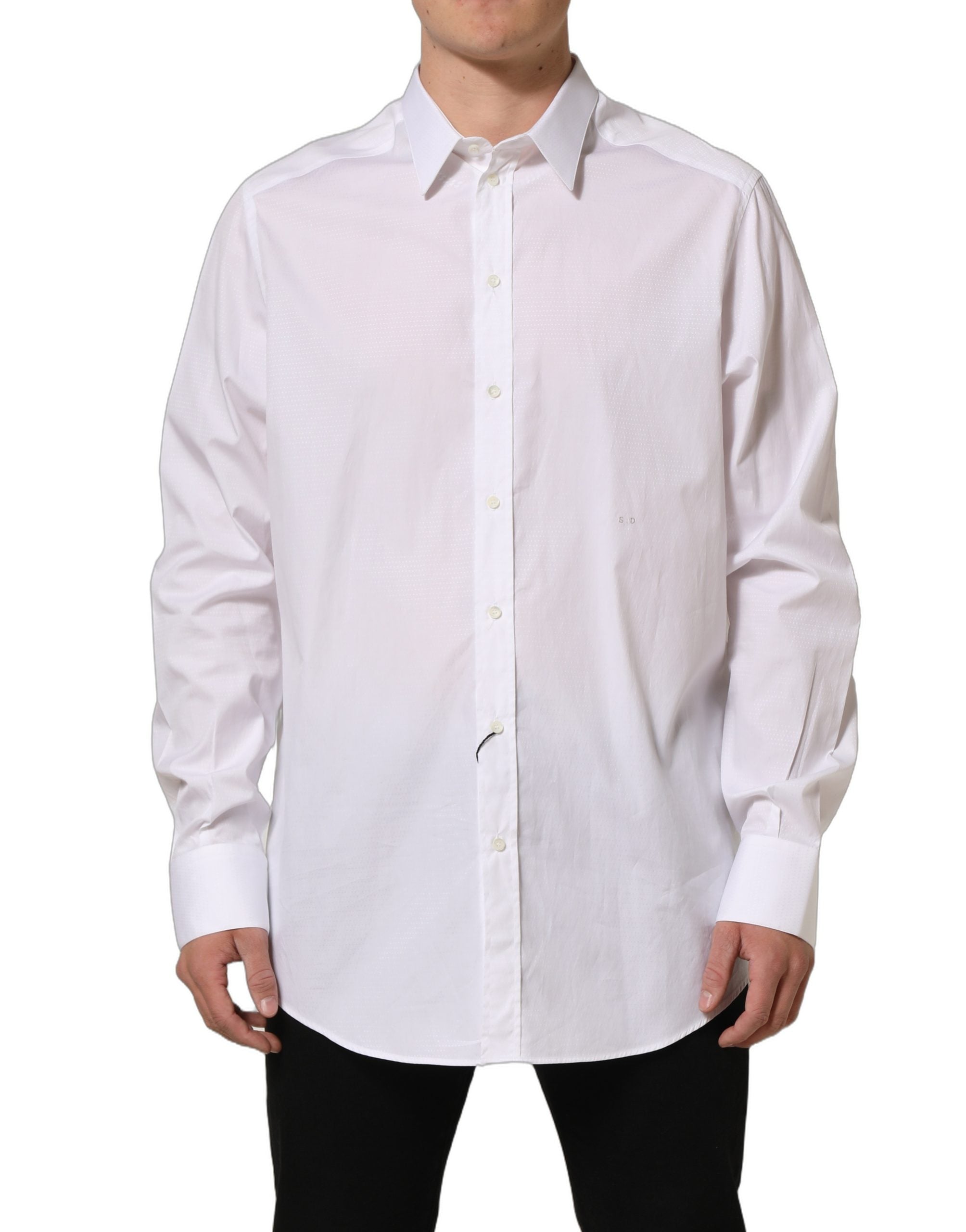 Dolce & Gabbana White Cotton Long Sleeves Men Dress Men's Shirt