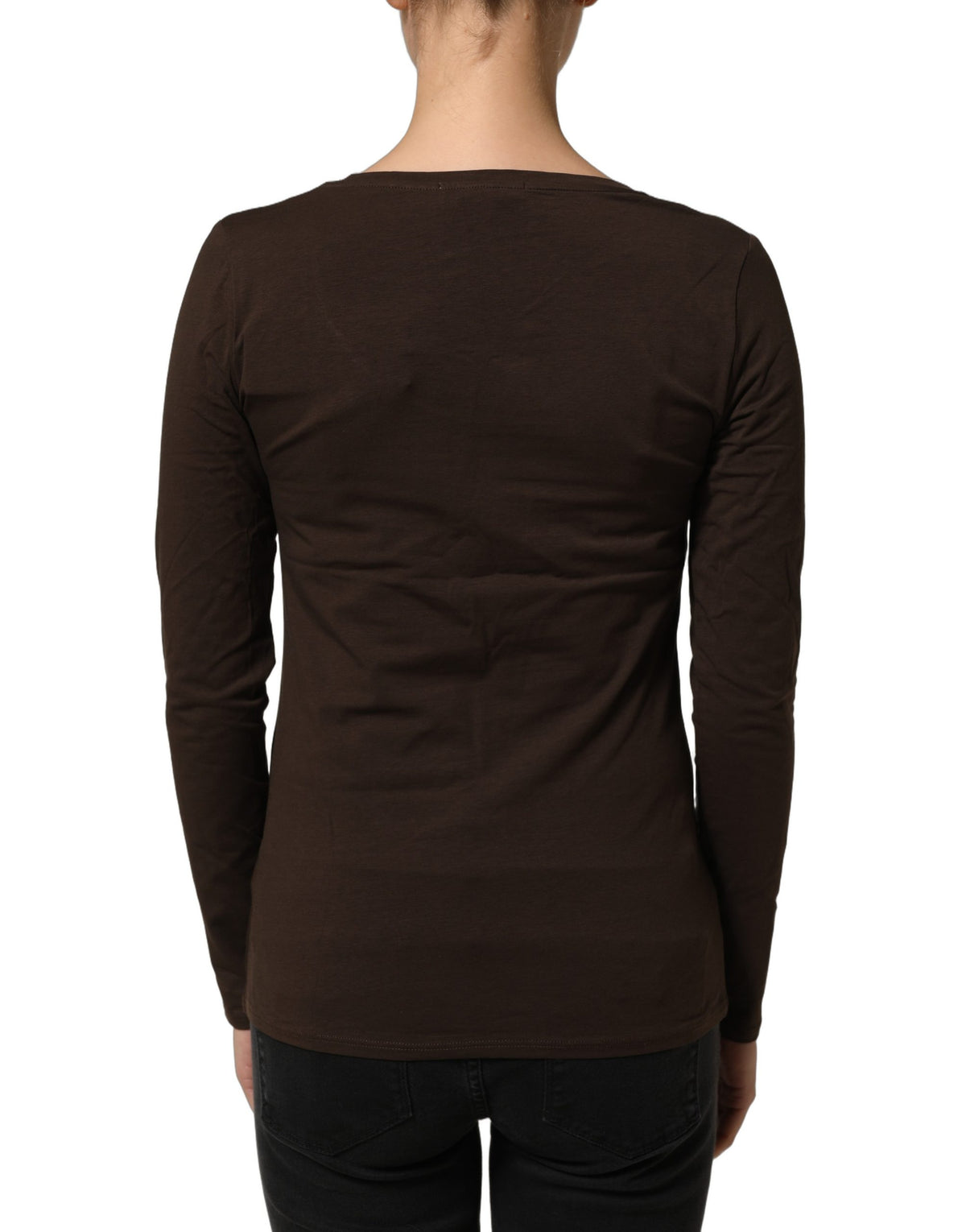 Alpha Massimo Rebecchi Brown Long Sleeves Round Neck Women's Top