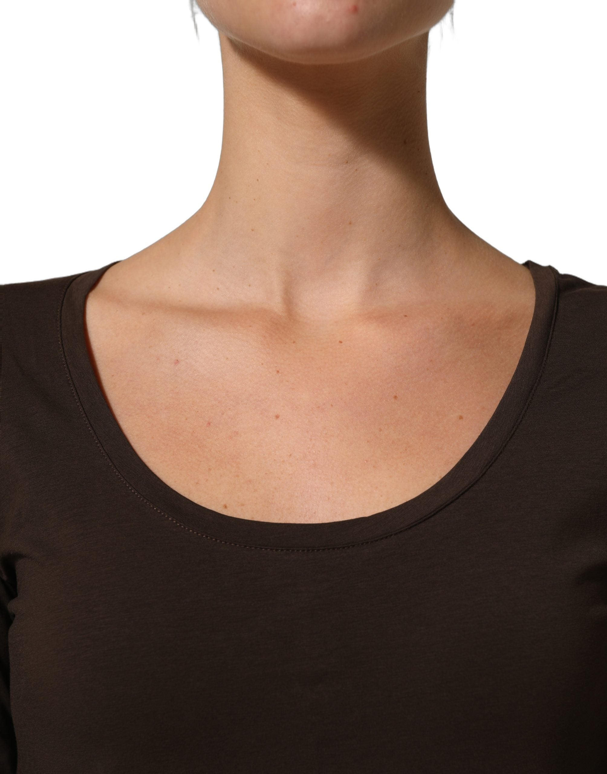 Alpha Massimo Rebecchi Brown Long Sleeves Round Neck Women's Top