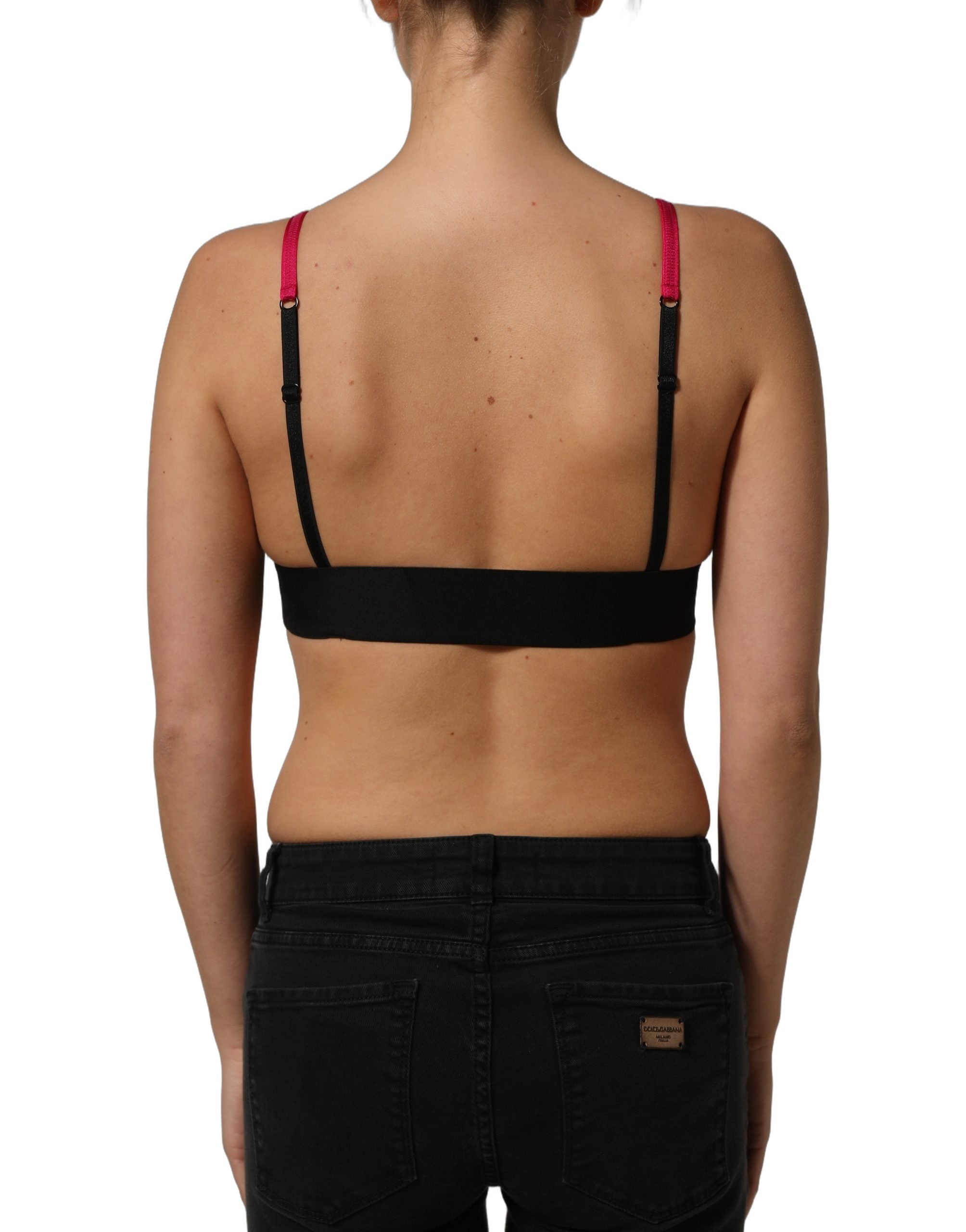 Dolce & Gabbana Pink Crystal Embellished Bralette Crop Women's Top
