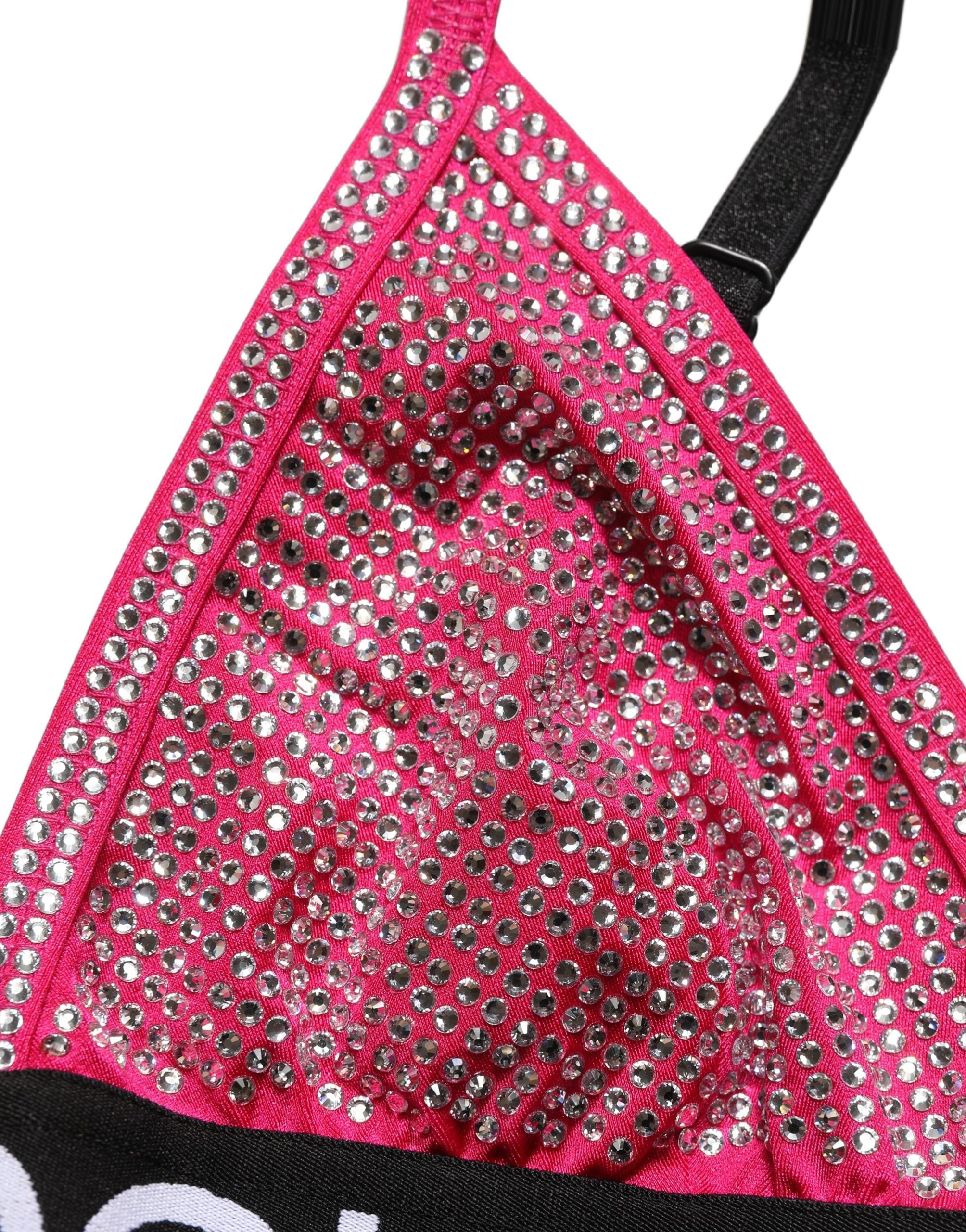 Dolce & Gabbana Pink Crystal Embellished Bralette Crop Women's Top