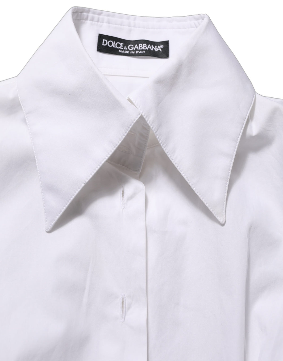Dolce & Gabbana White Collared Long Sleeves Dress Shirt Women's Top (Pre-Owned)
