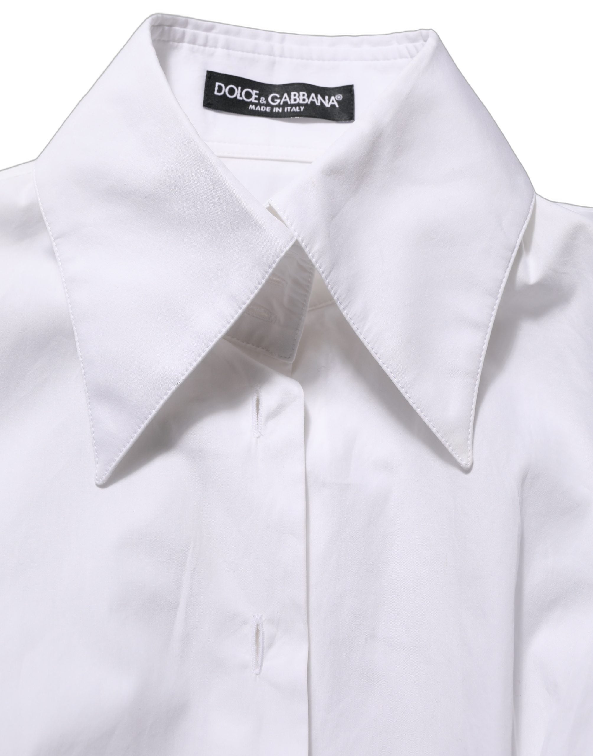 Dolce & Gabbana White Collared Long Sleeves Dress Shirt Women's Top (Pre-Owned)