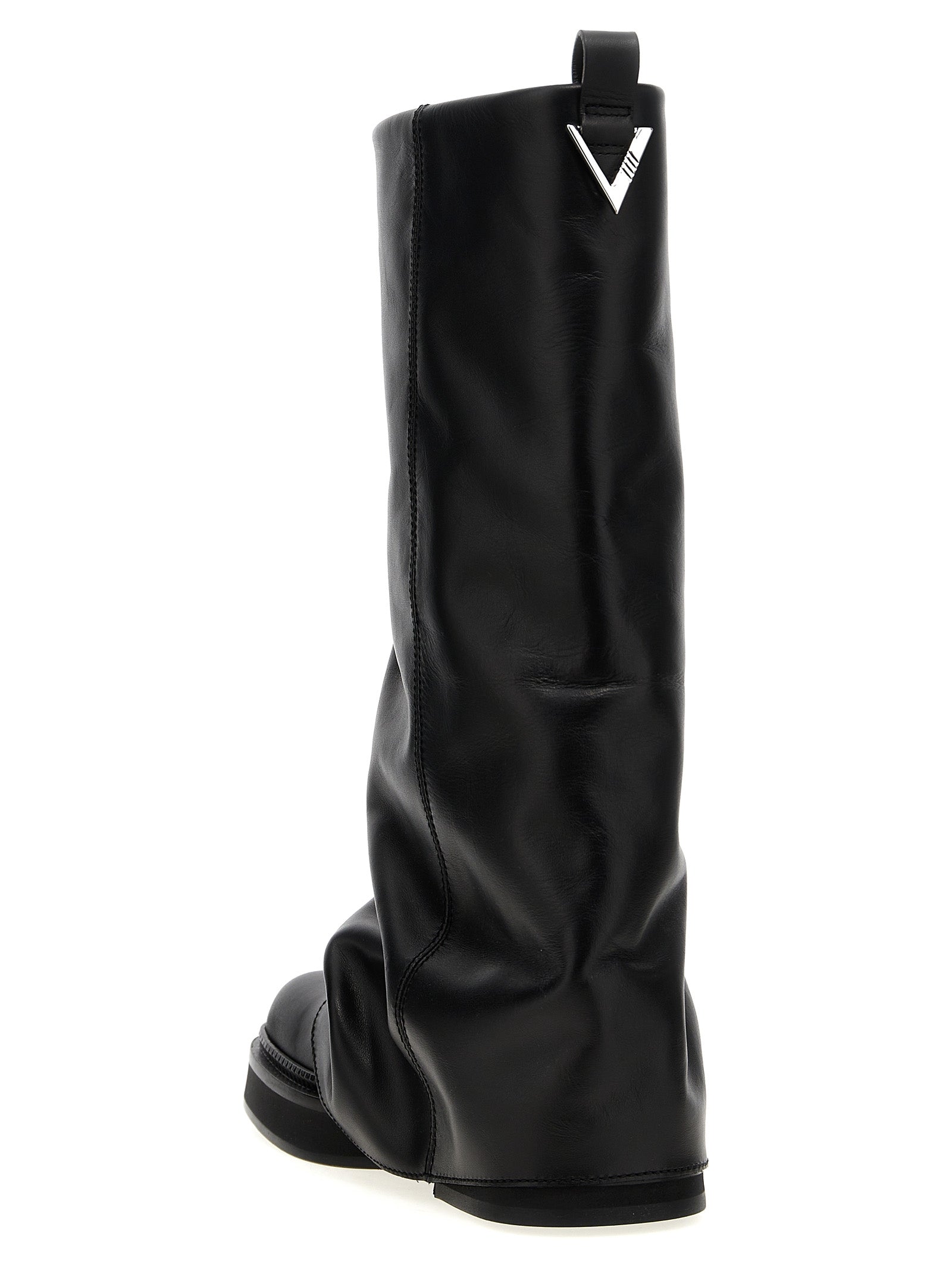 The Attico Black Calfskin Over The Women's Knee