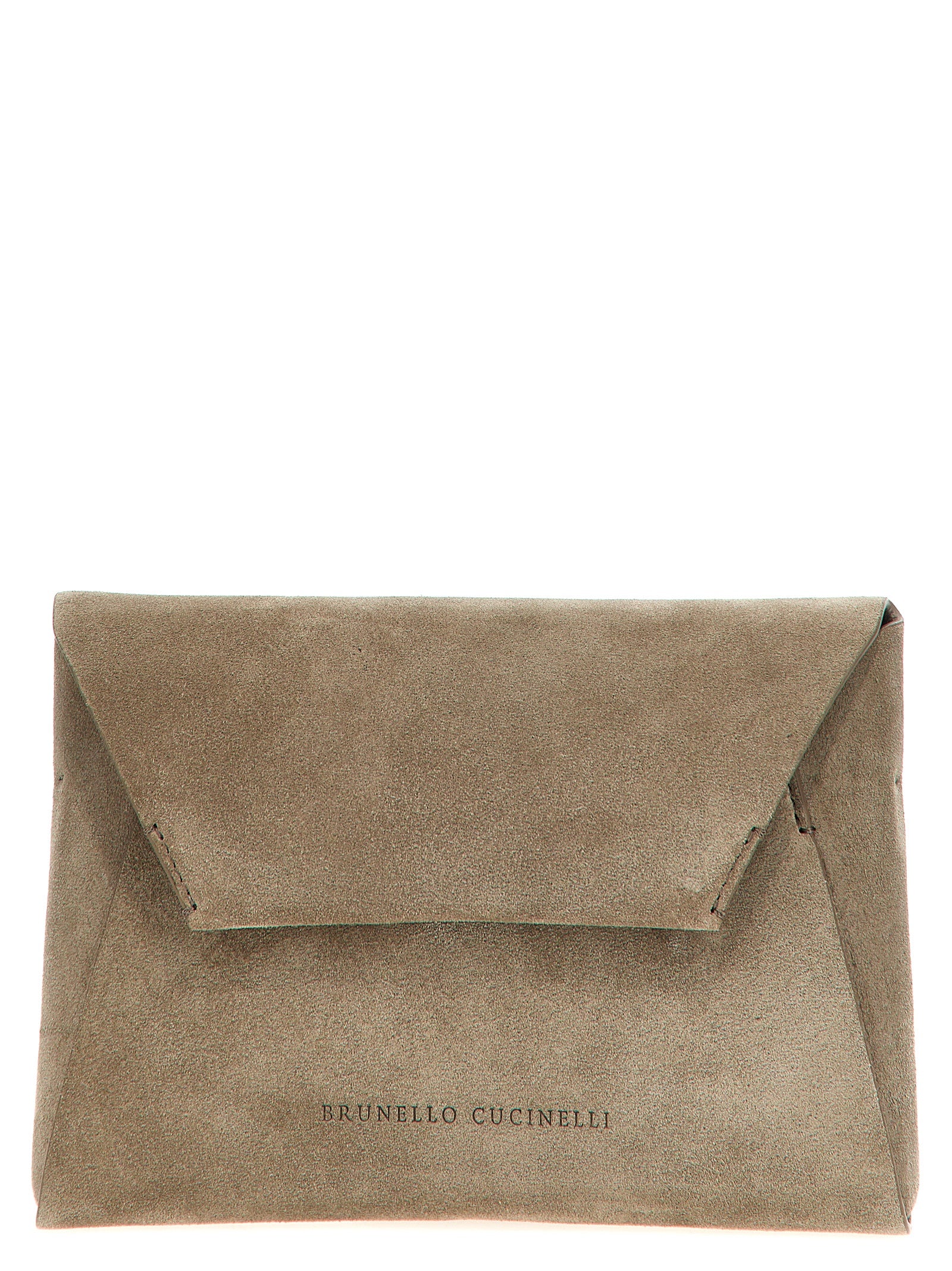 Brunello Cucinelli Gray Calfskin Clutch Women's Bag