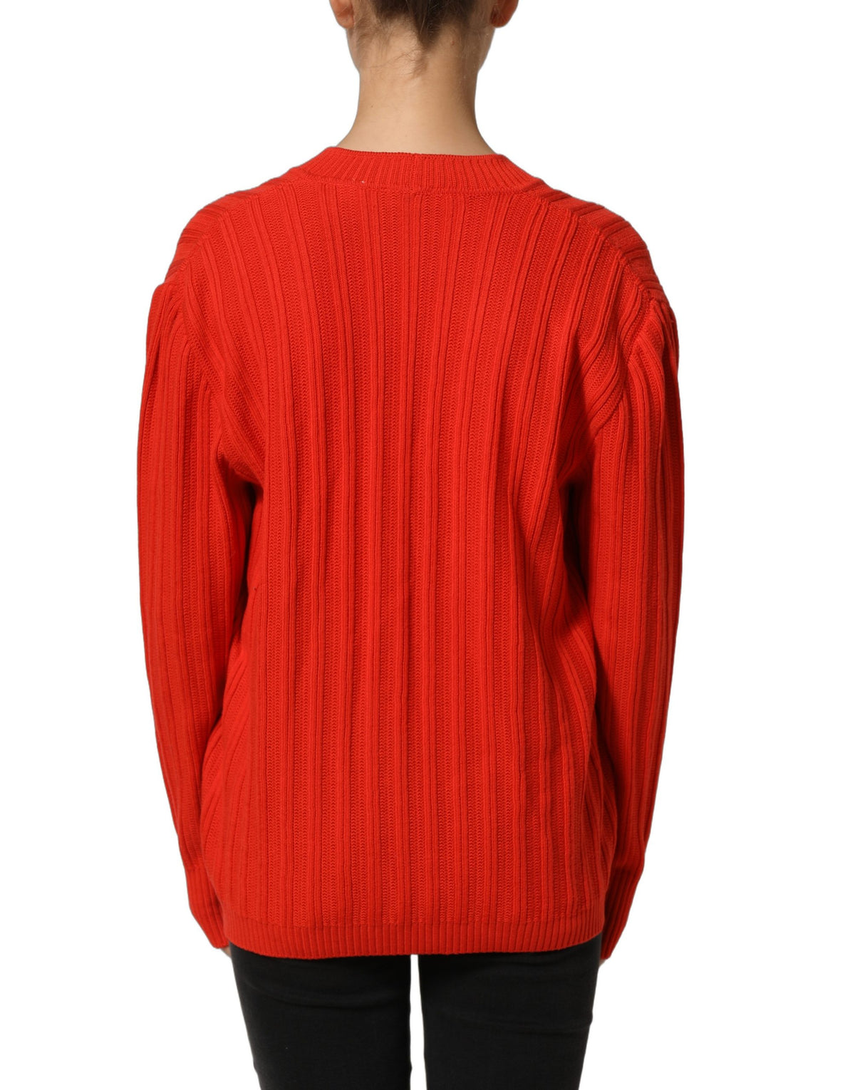 Celine Red Wool Knit ButtonEmbellished Cardigan Women's Sweater (Pre-Owned)