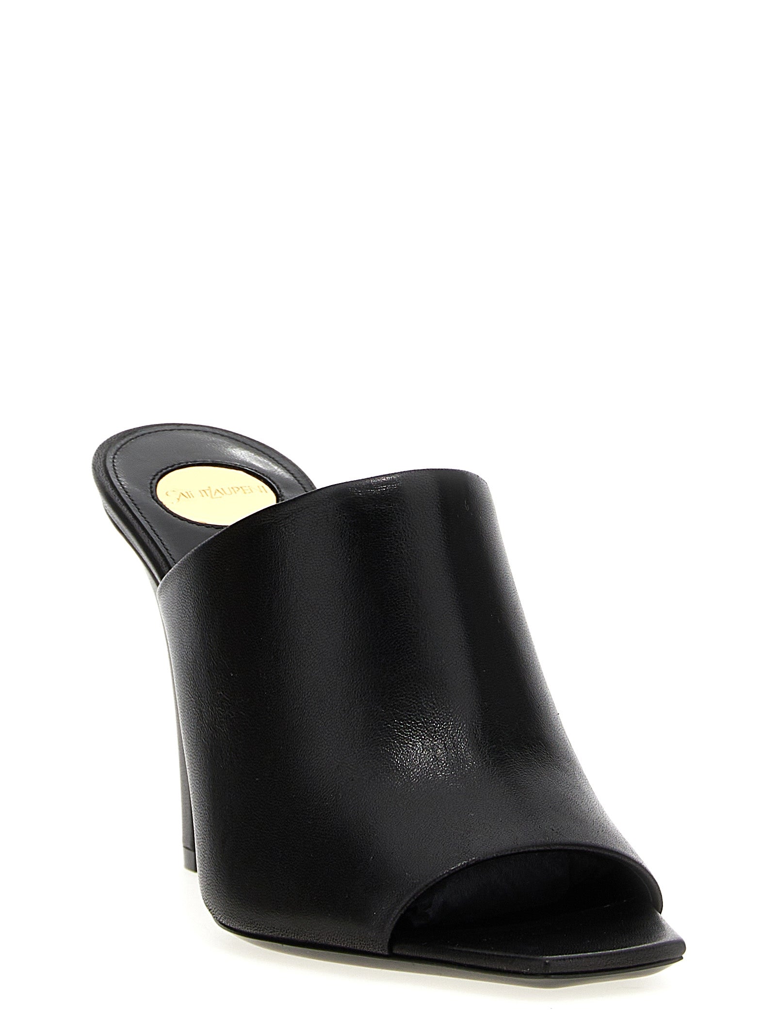 Saint Laurent Black Leather Stiletto Heel Women's Sandals