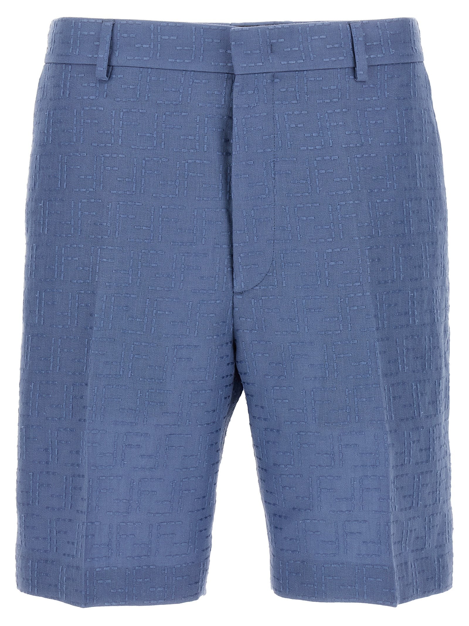 Fendi Blue Linen Bermuda Men's Shorts