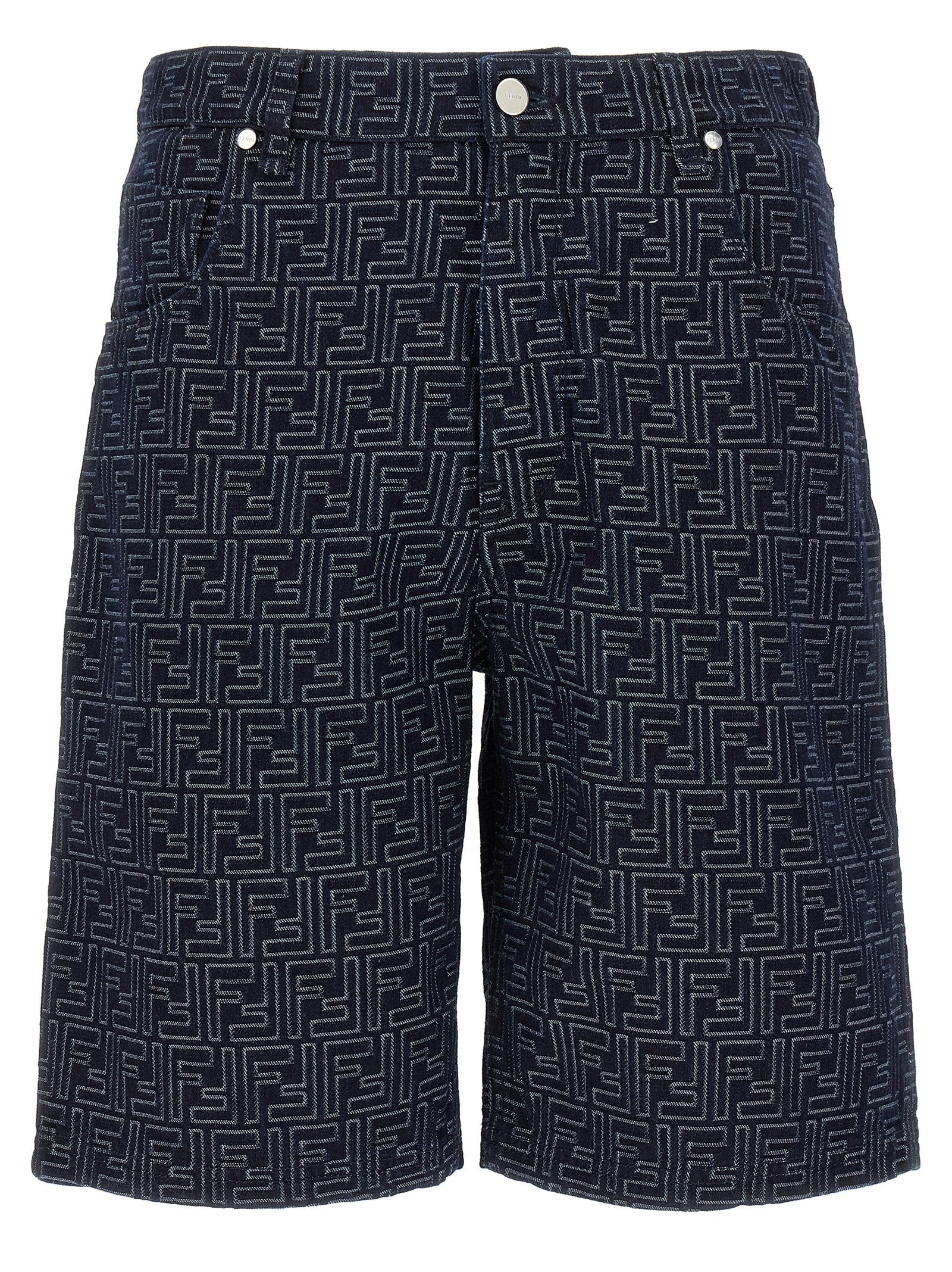 Fendi Blue Cotton Bermuda Men's Shorts
