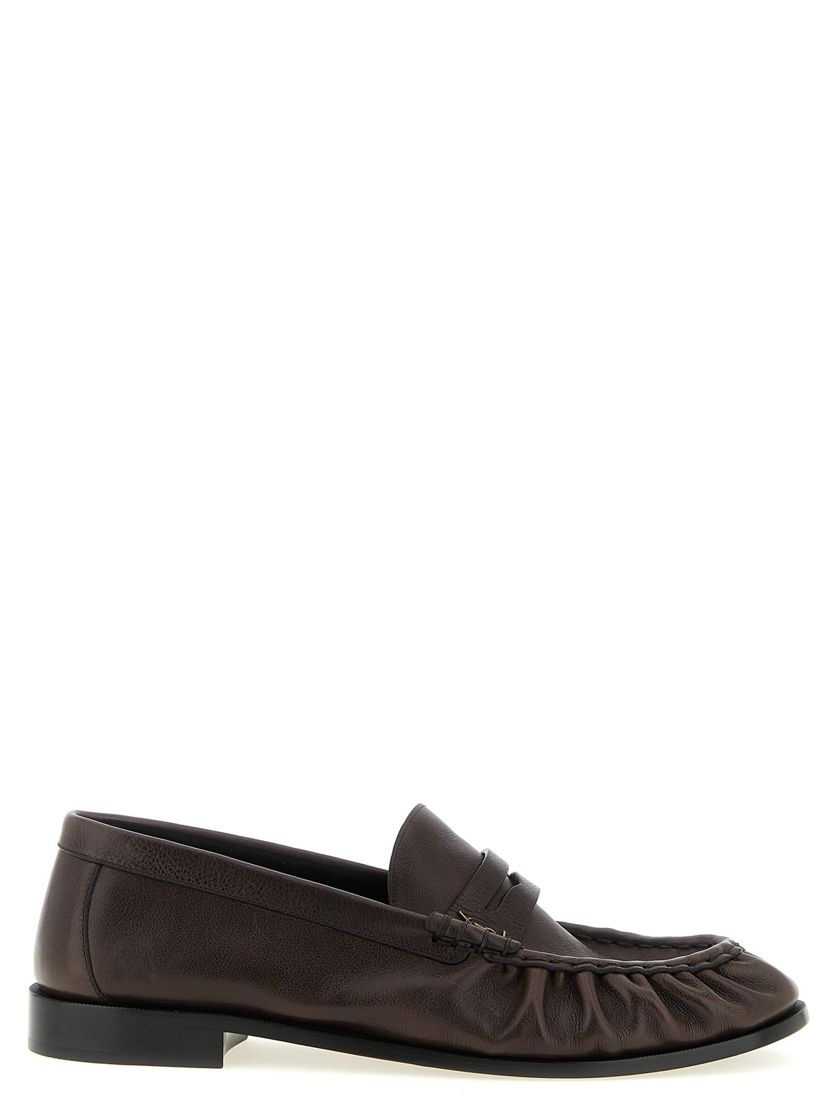 Saint Laurent Brown Calfskin Slip-On Men's Loafers