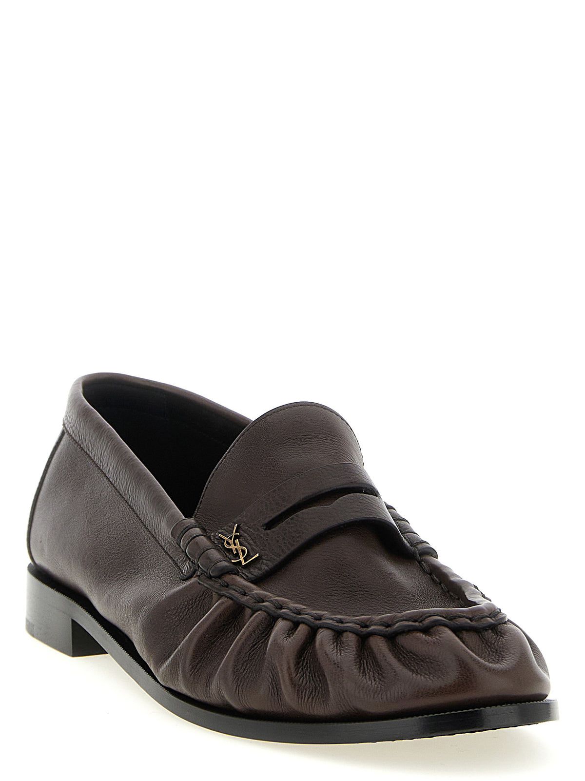 Saint Laurent Brown Calfskin Slip-On Men's Loafers