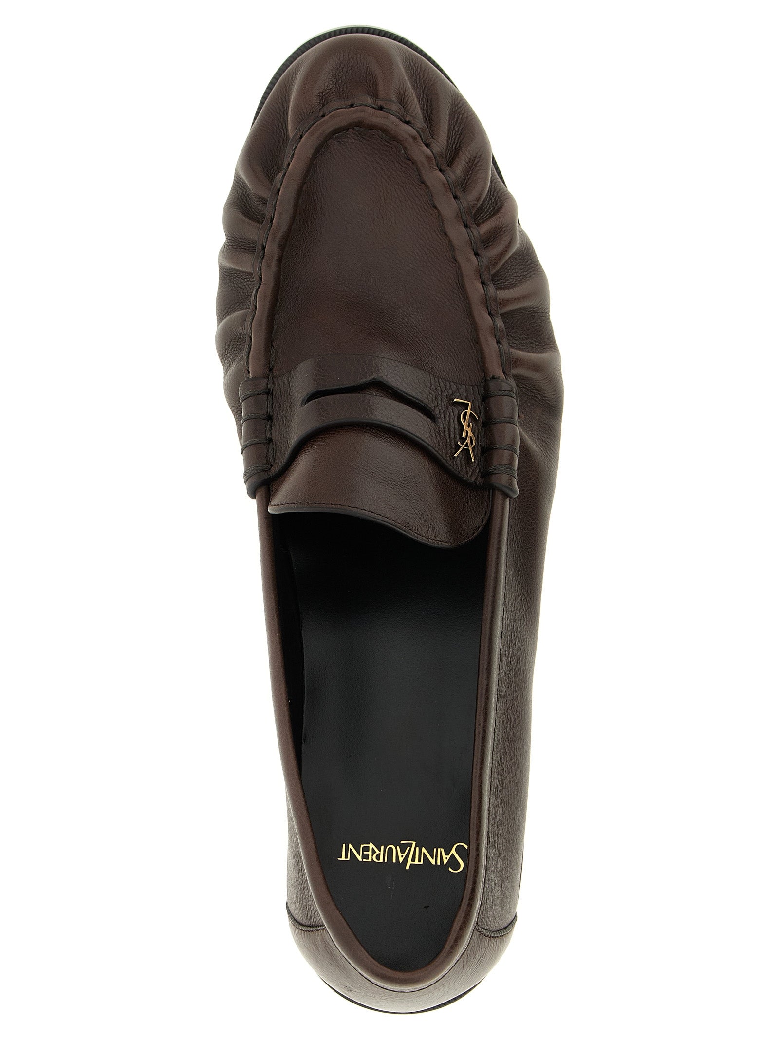Saint Laurent Brown Calfskin Slip-On Men's Loafers