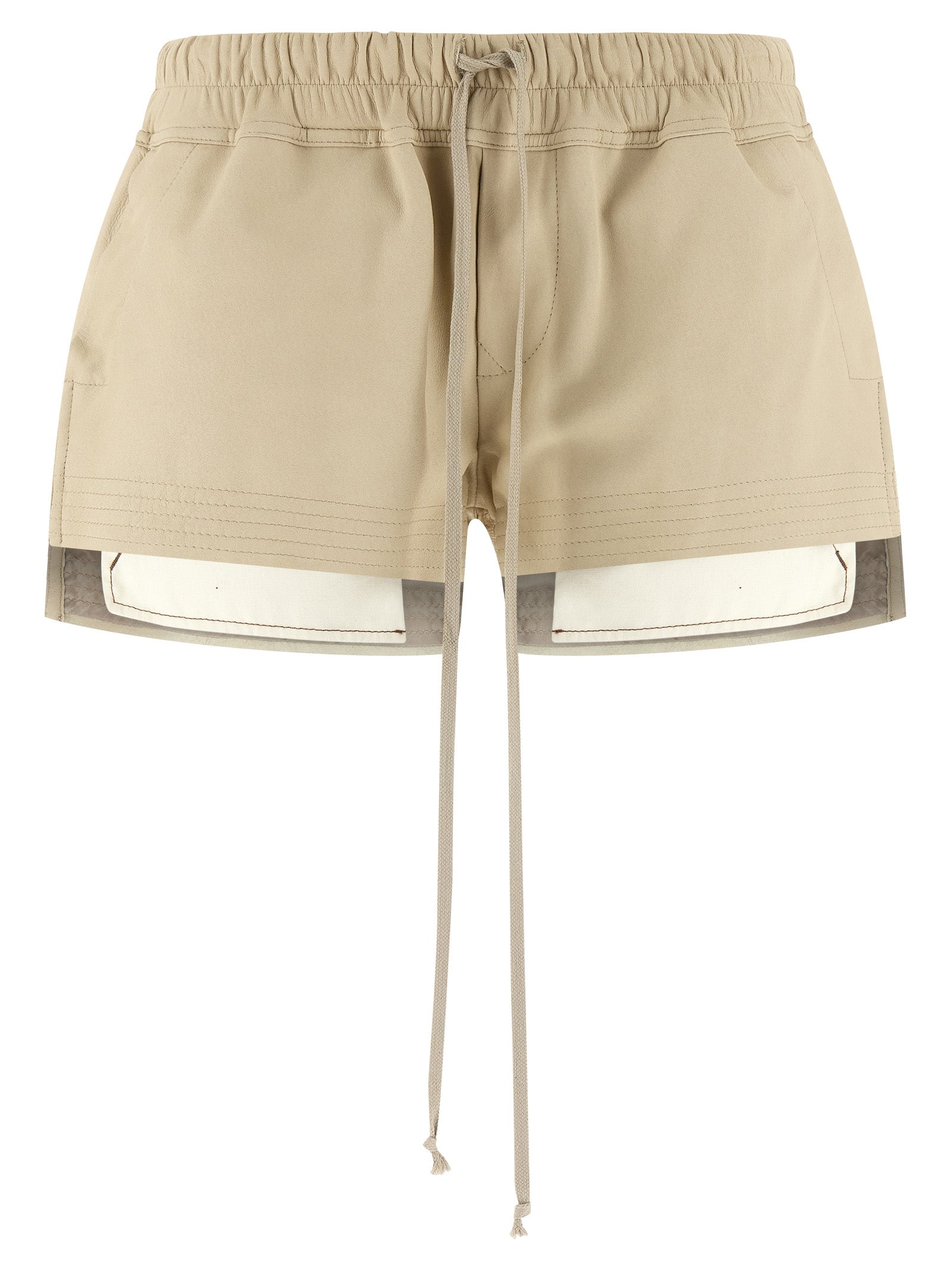 Rick Owens Beige Lamb Leather Bermuda Women's Shorts