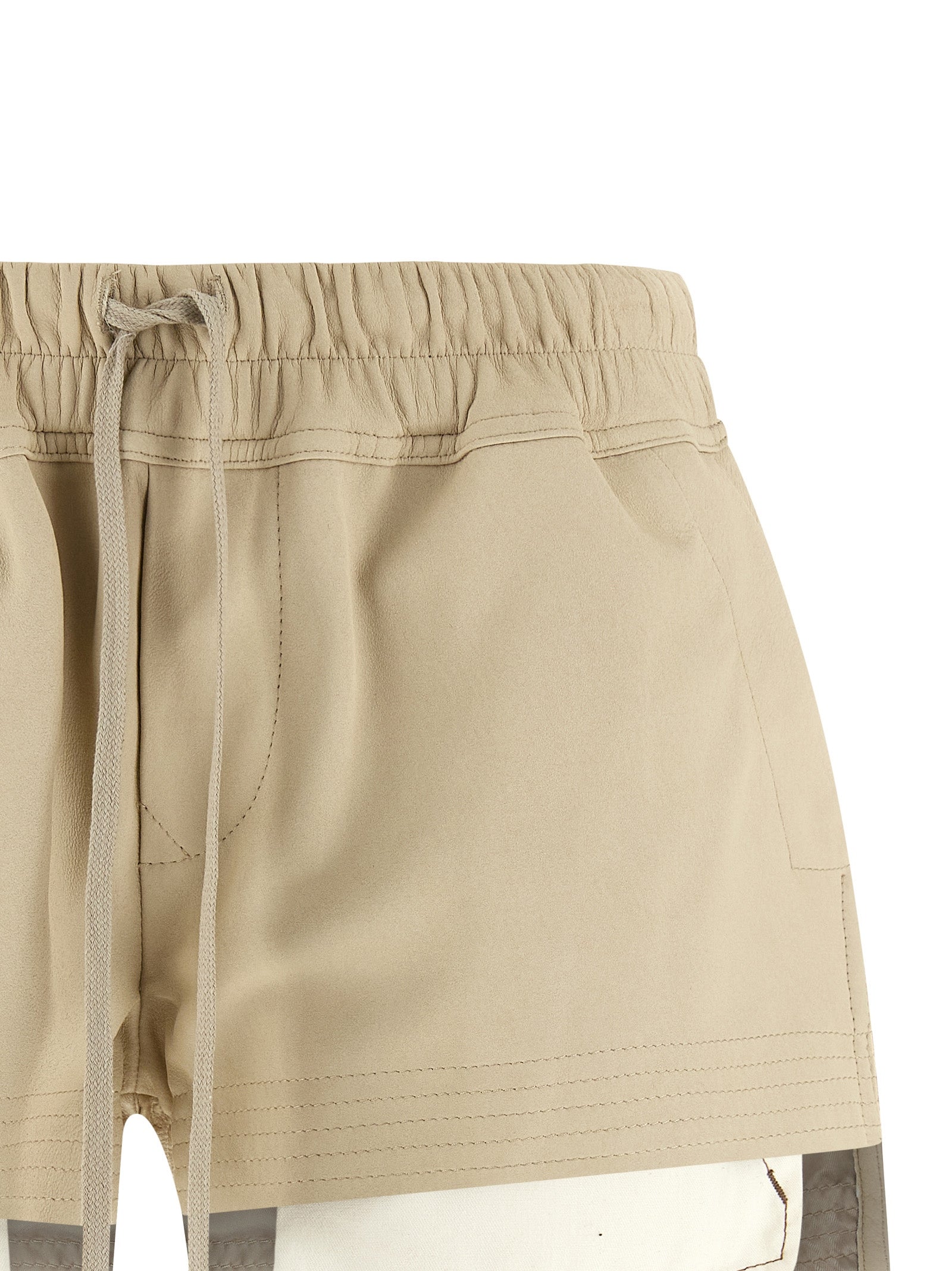Rick Owens Beige Lamb Leather Bermuda Women's Shorts