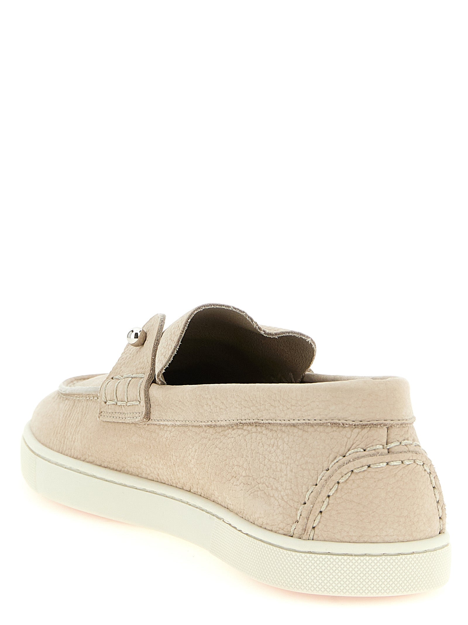 Christian Louboutin Beige Calfskin Slip-On Men's Loafers