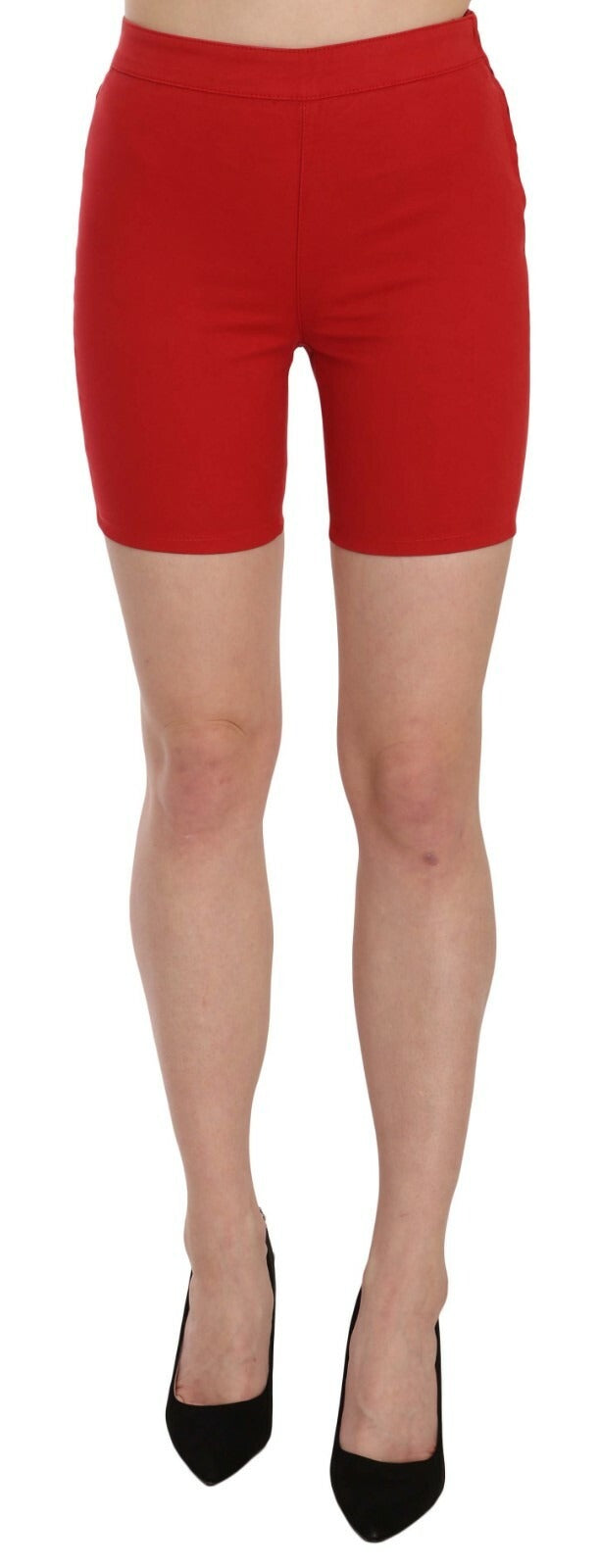 PINKO Red Mid Waist Cotton Stretch Slim Mini Women's Shorts
