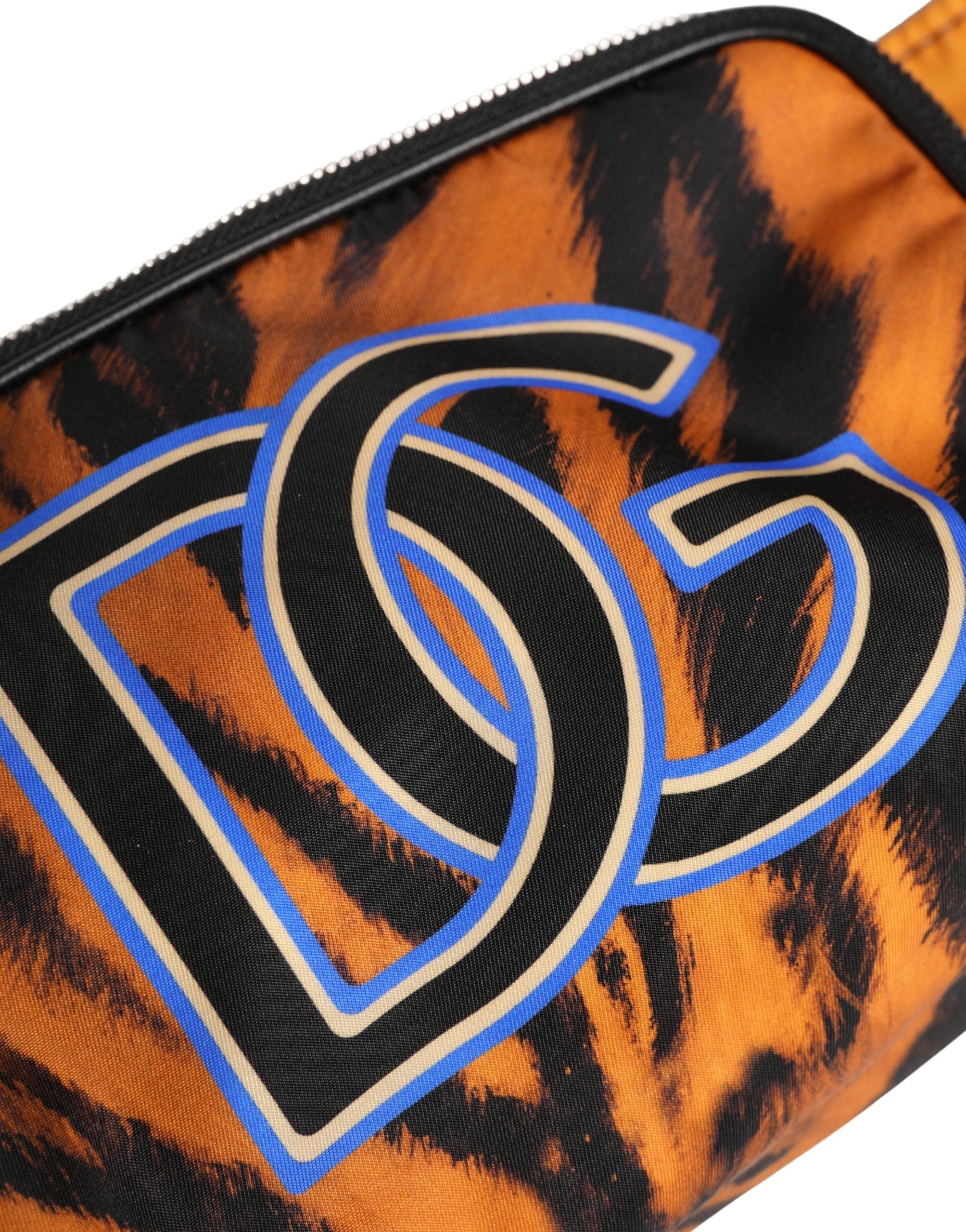 Dolce & Gabbana Brown Tiger Print Nylon Fanny Waist Pack Borse Men Men's Bag