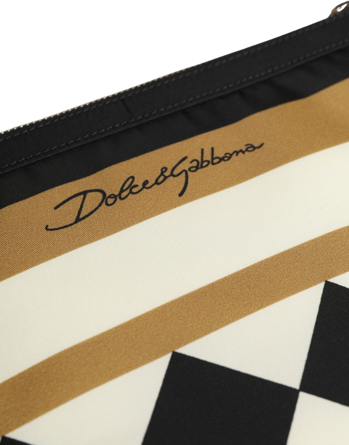 Dolce & Gabbana Multicolor Checkered Logo Print Nylon Clutch Borse Men's Bag