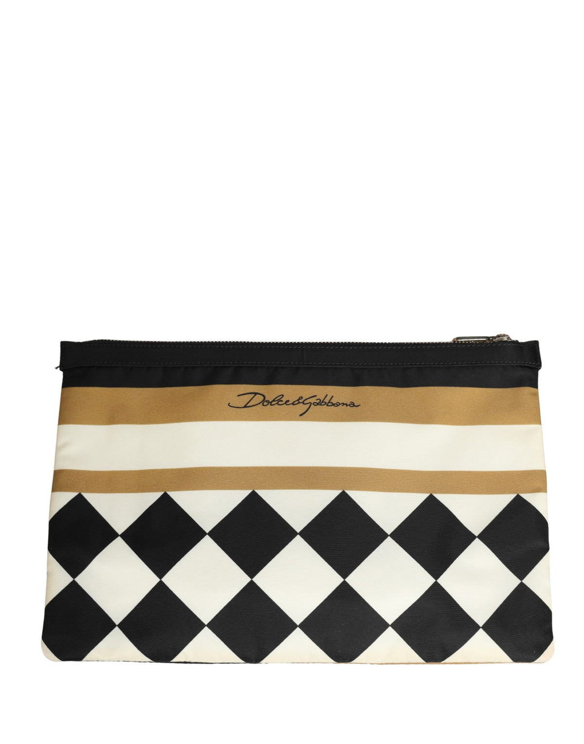 Dolce & Gabbana Multicolor Checkered Logo Print Nylon Clutch Borse Men's Bag