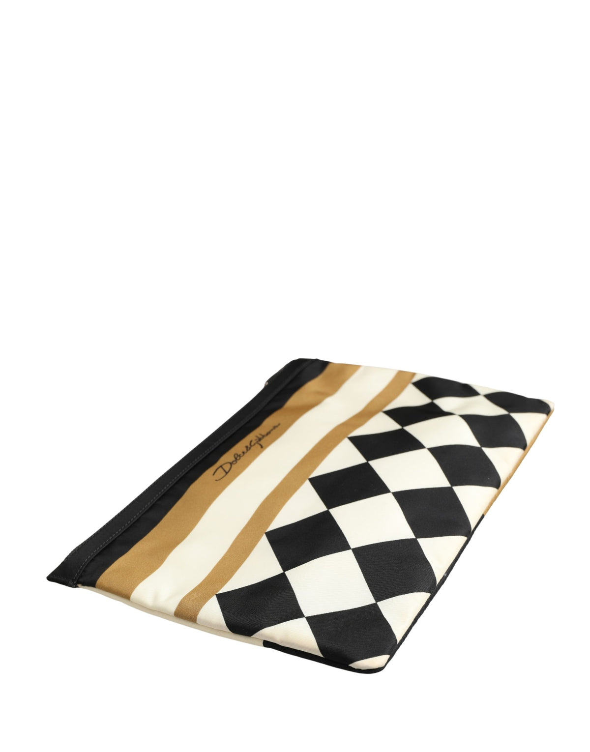 Dolce & Gabbana Multicolor Checkered Logo Print Nylon Clutch Borse Men's Bag