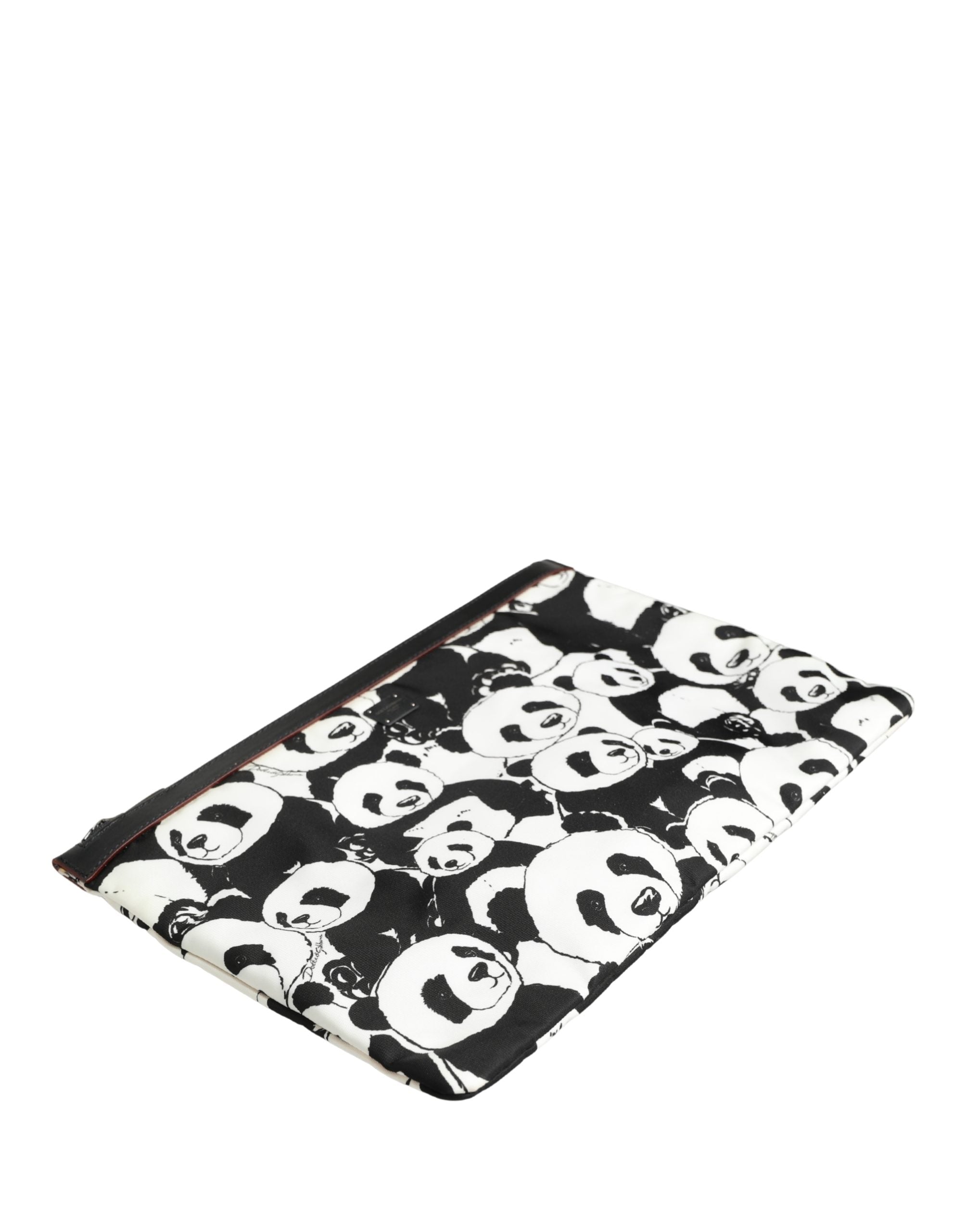 Dolce & Gabbana Black White Panda Print Nylon Clutch Men Pouch Borse Men's Bag
