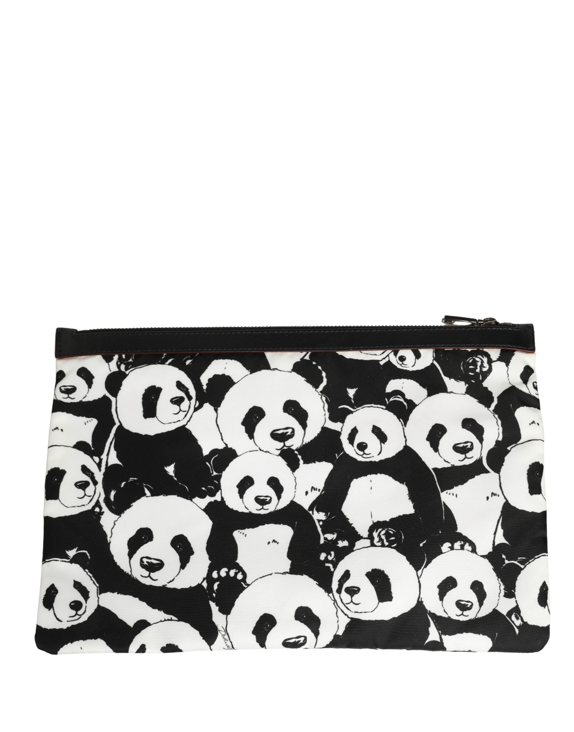Dolce & Gabbana Black White Panda Print Nylon Clutch Men Pouch Borse Men's Bag