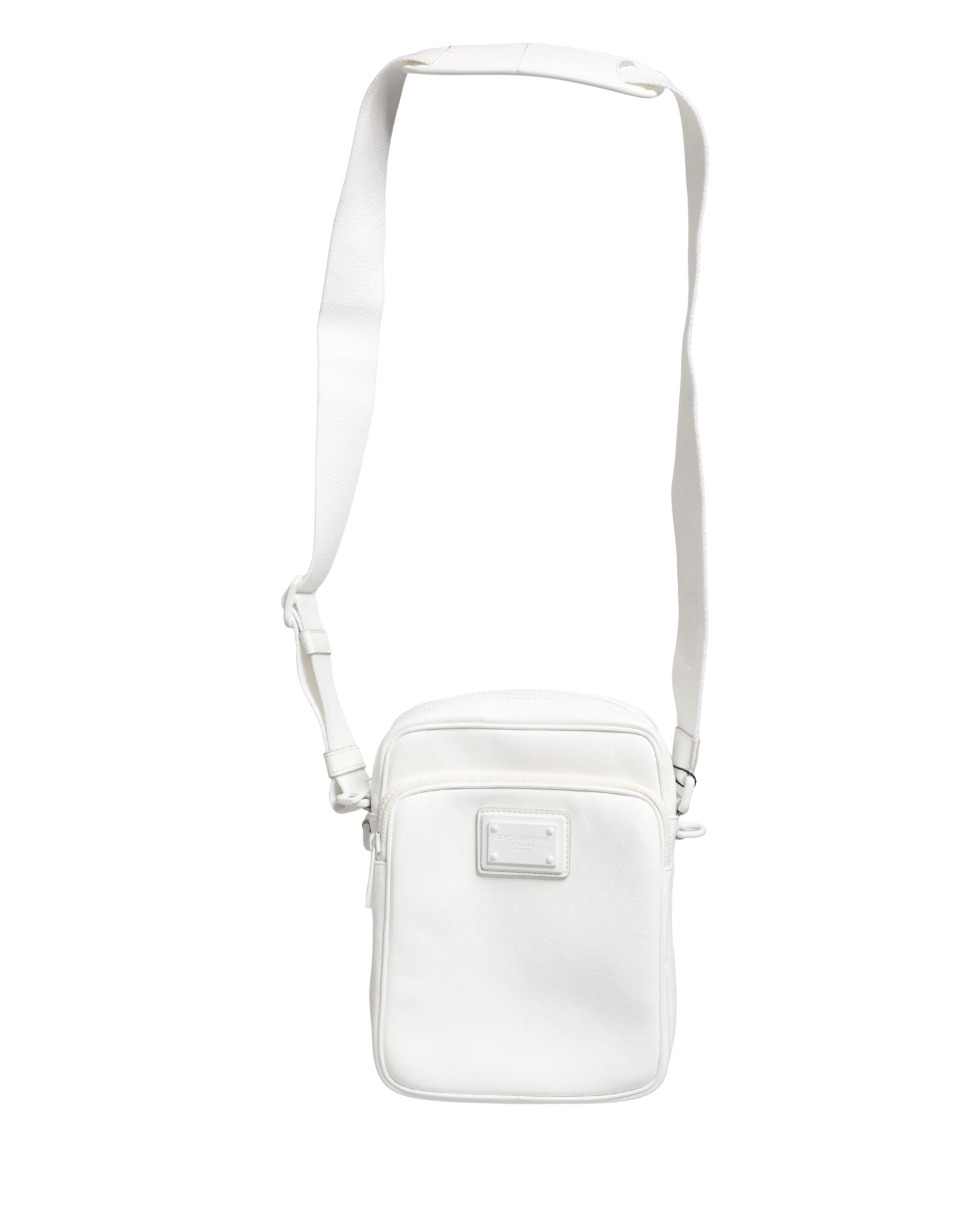 Dolce & Gabbana White Logo Plaque Crossbody Shoulder Borse Men Men's Bag