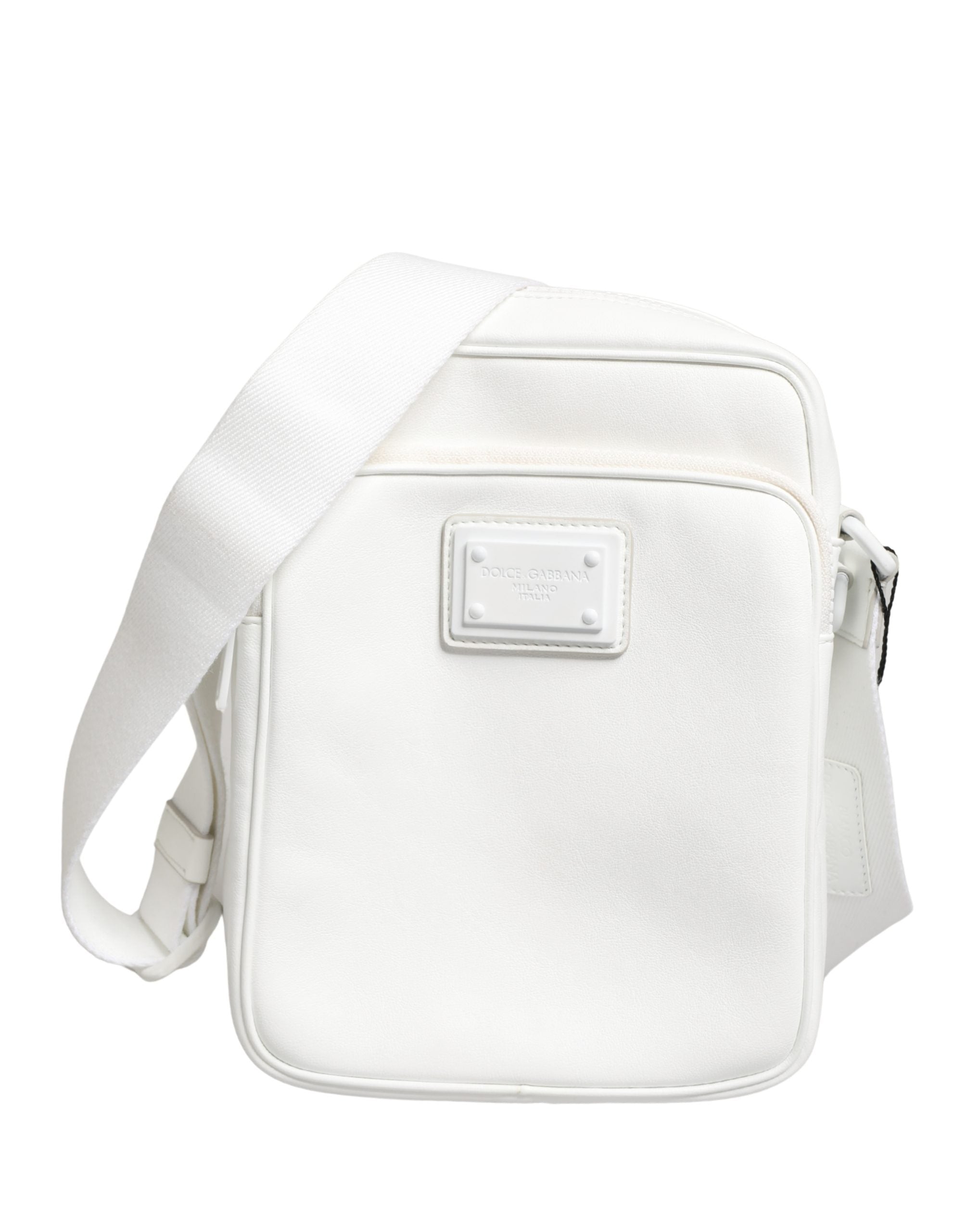 Dolce & Gabbana White Logo Plaque Crossbody Shoulder Borse Men Men's Bag