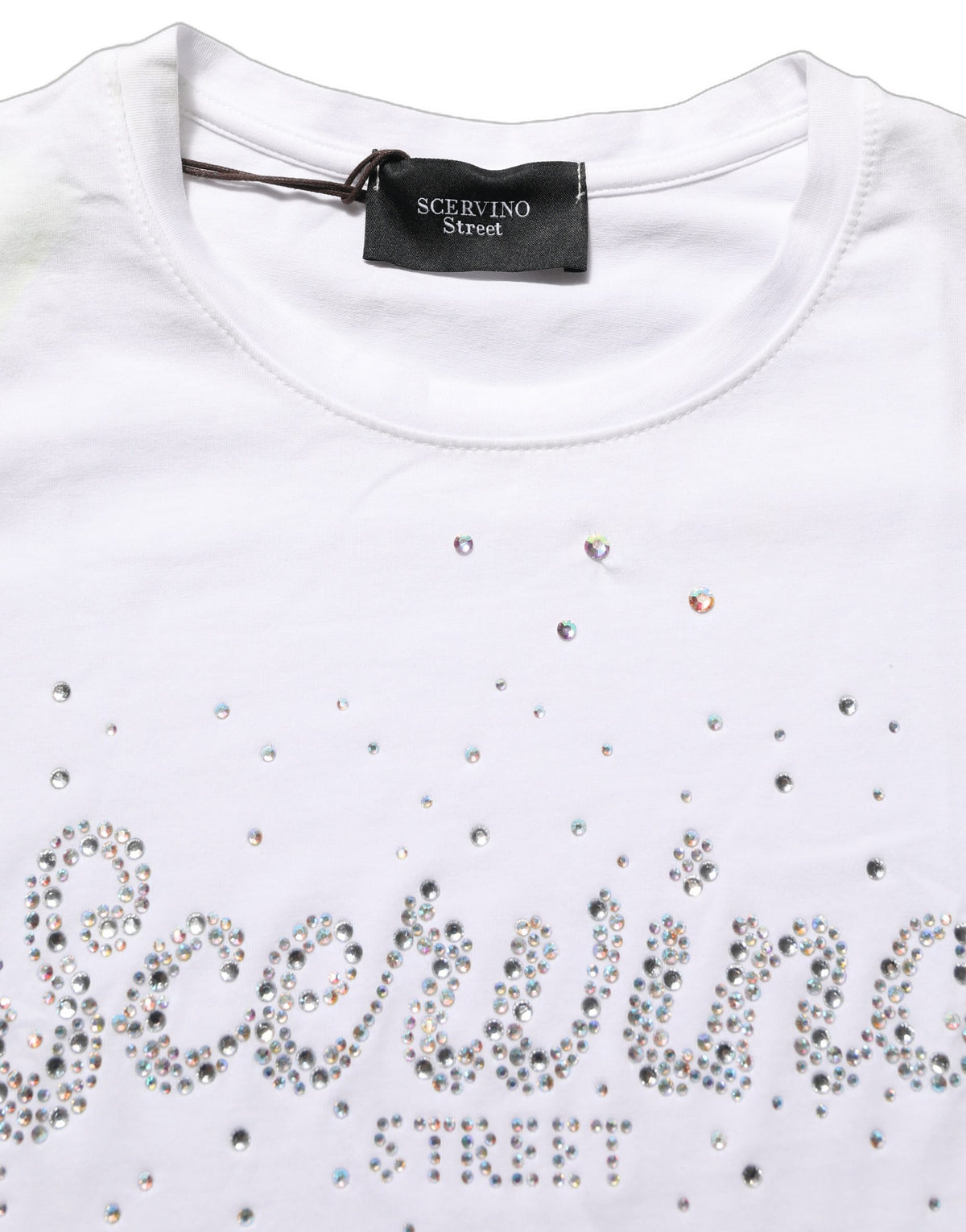 Scervino Street White Crew Neck Short Sleeves Embellished Women's T-shirt (Pre-Owned)