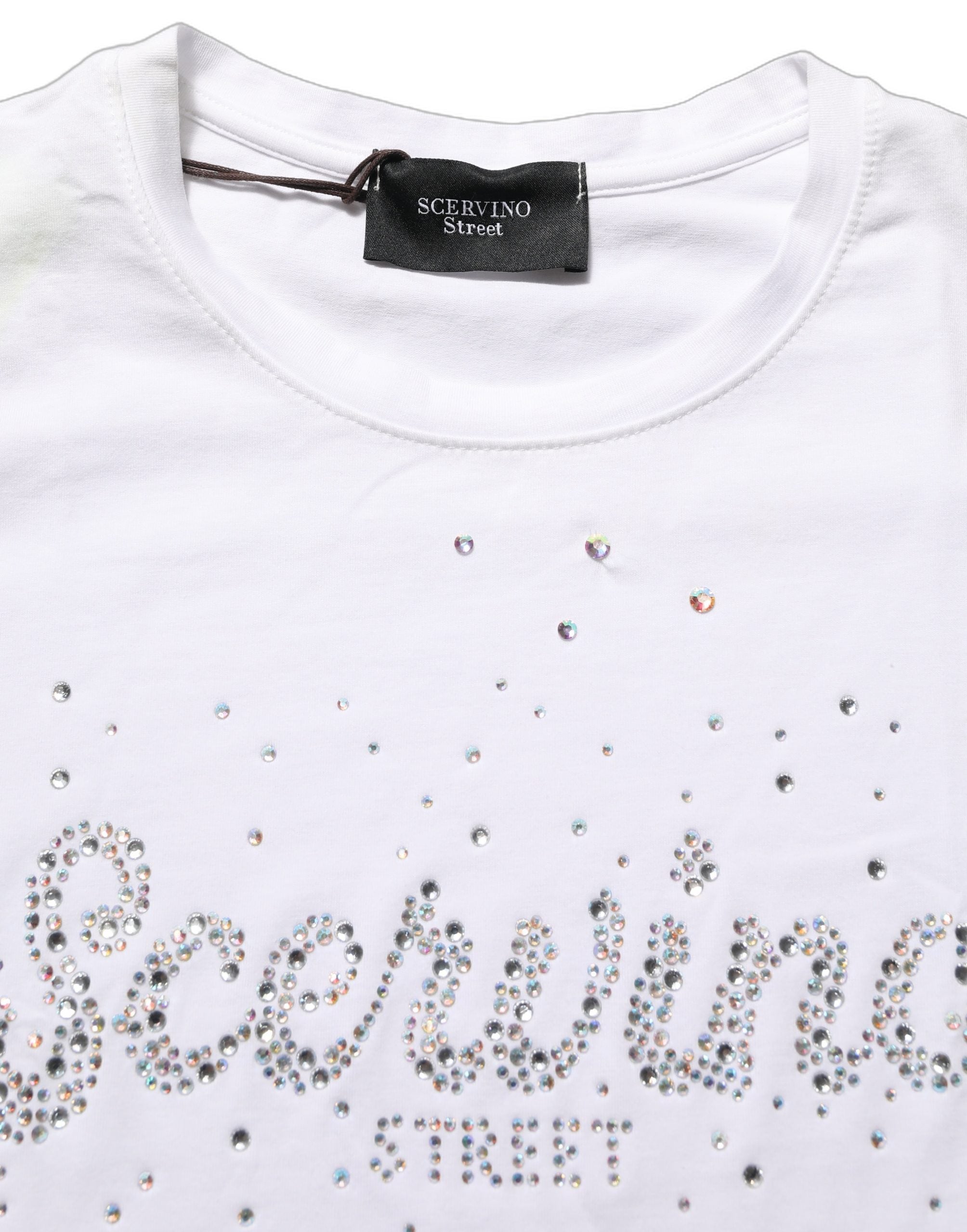 Scervino Street White Crew Neck Short Sleeves Embellished Women's T-shirt (Pre-Owned)