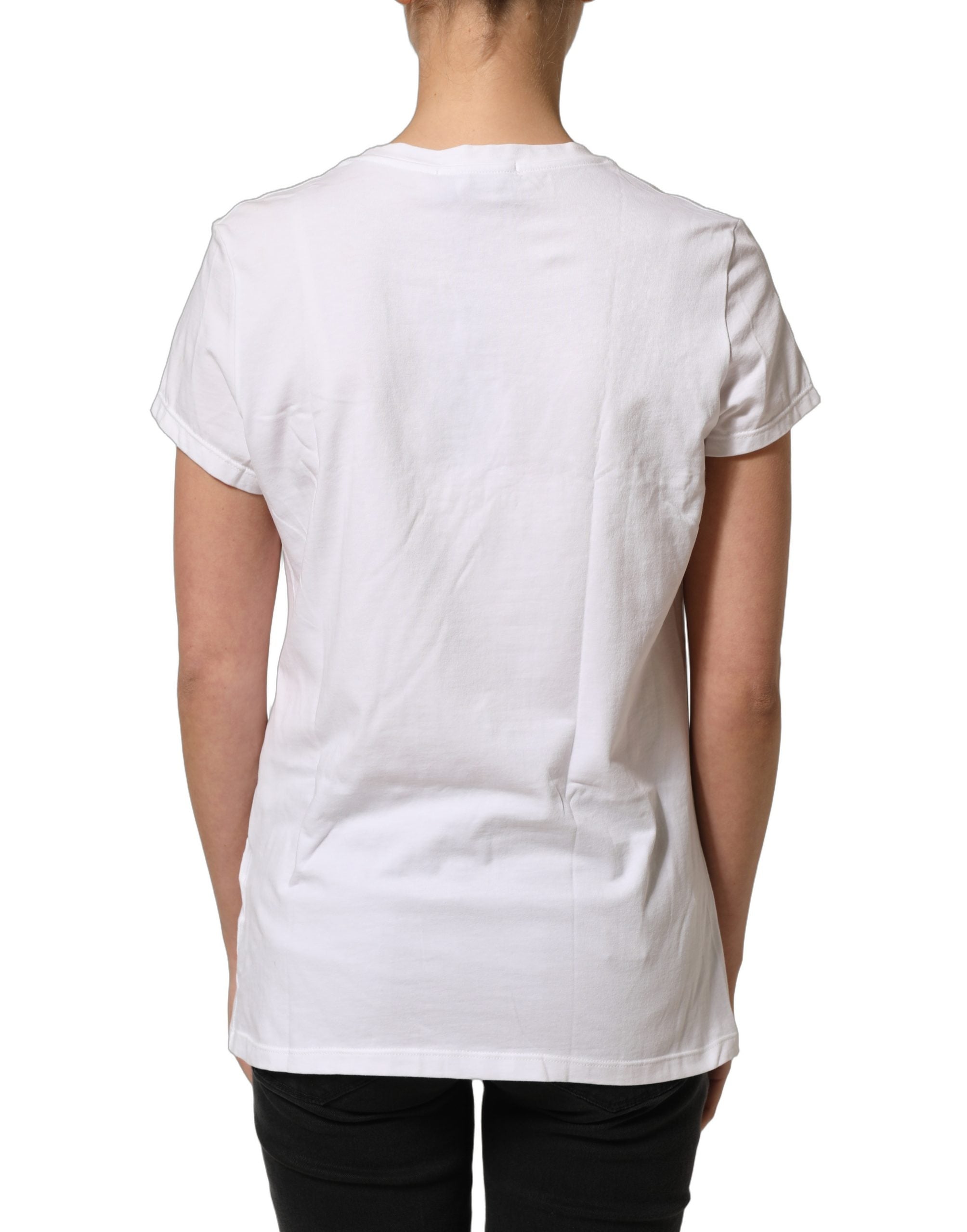 Scervino Street White Crew Neck Short Sleeves Embellished Women's T-shirt (Pre-Owned)