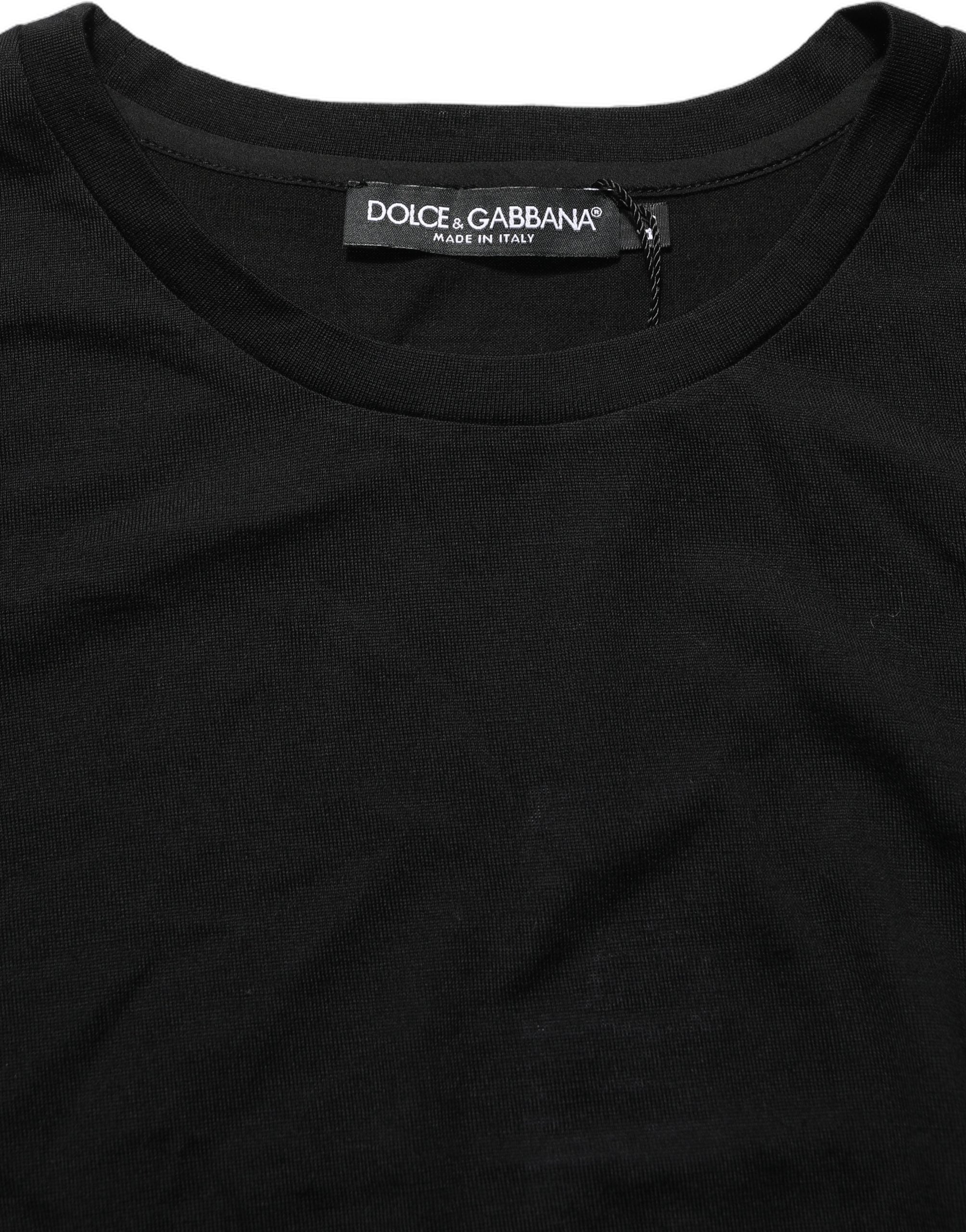 Dolce & Gabbana Black Wool Crew Neck Short Sleeves Men Women's T-shirt