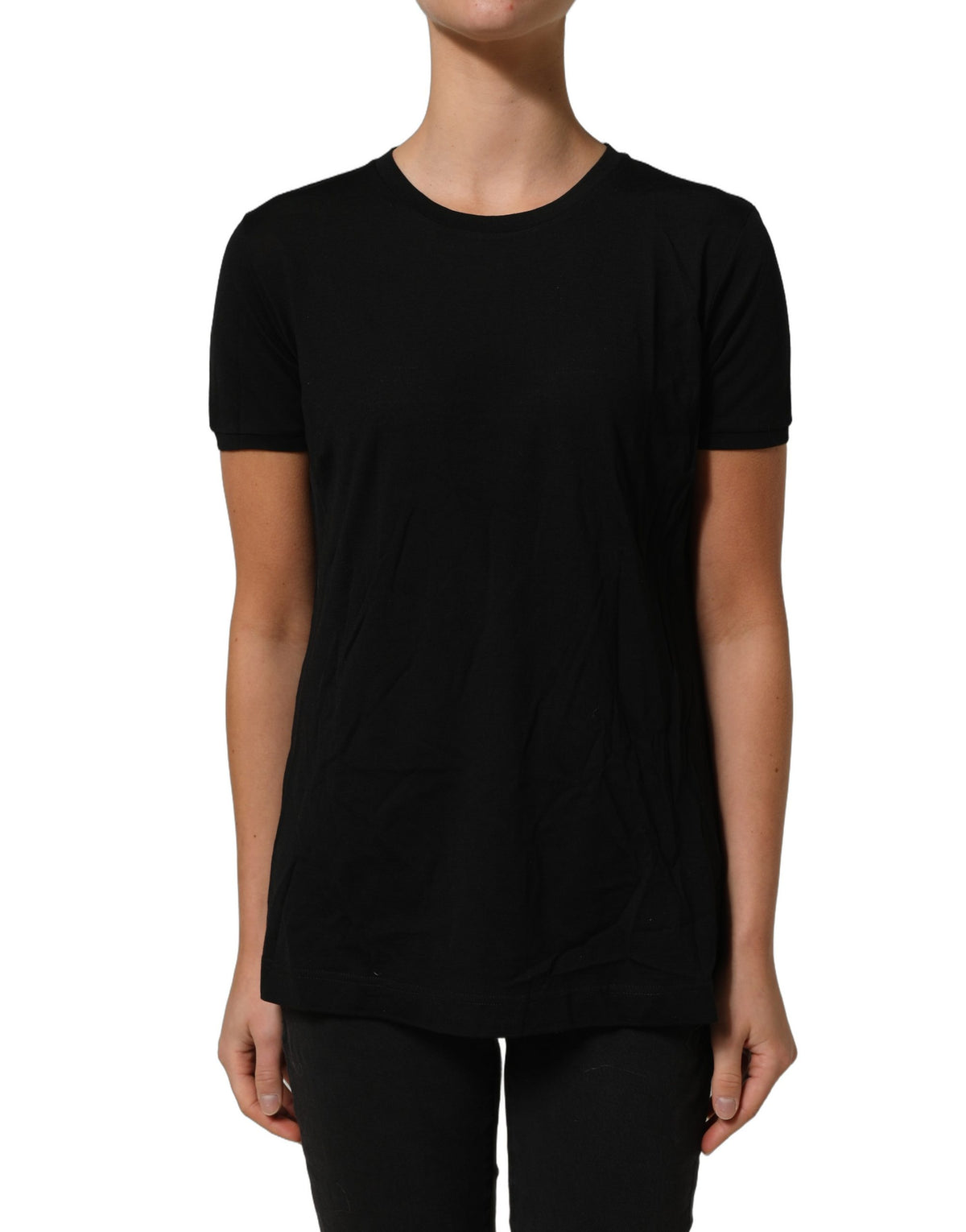 Dolce & Gabbana Black Wool Crew Neck Short Sleeves Men Women's T-shirt